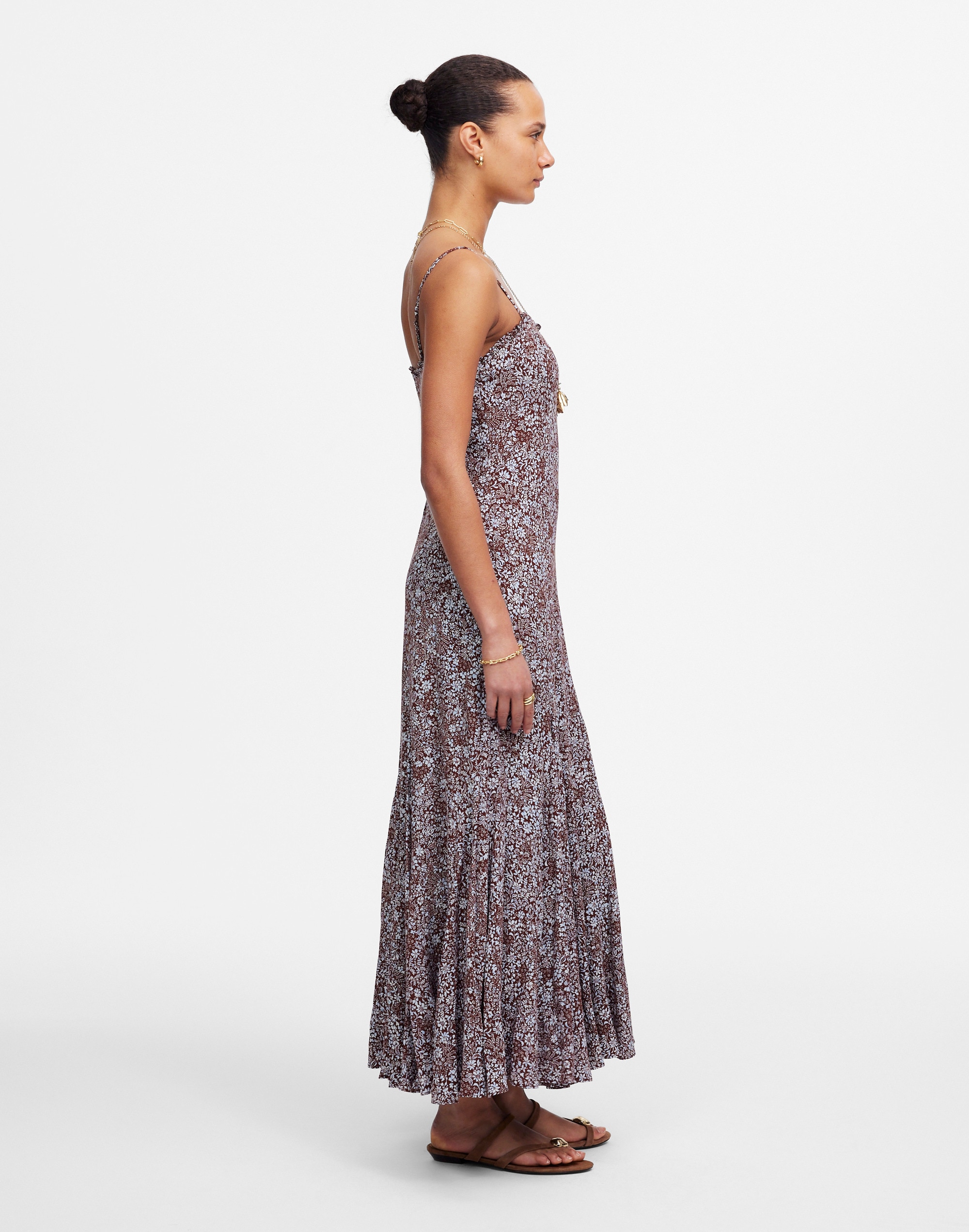 Squareneck Sleeveless Maxi Dress in Floral