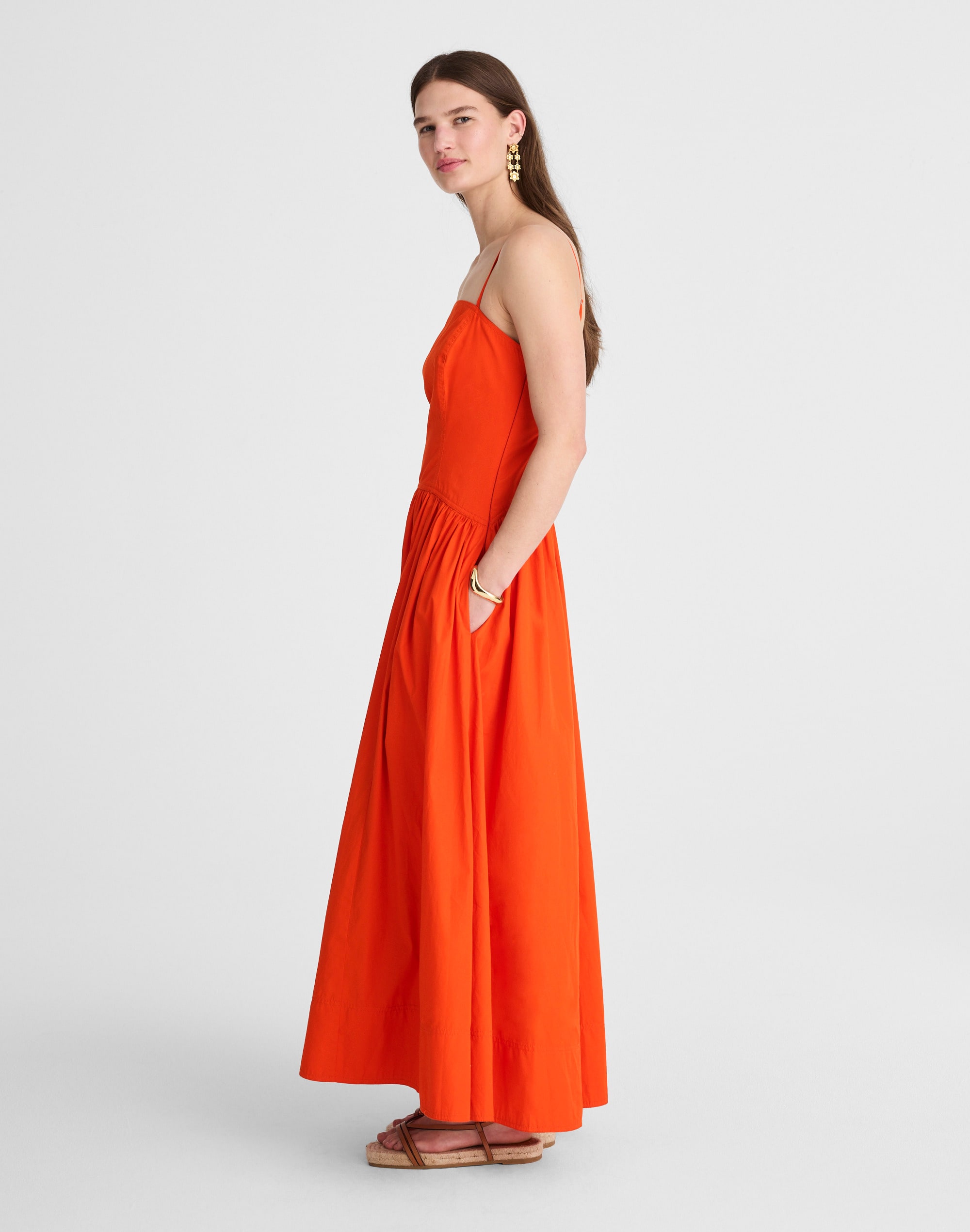 Poplin Seamed Maxi Dress