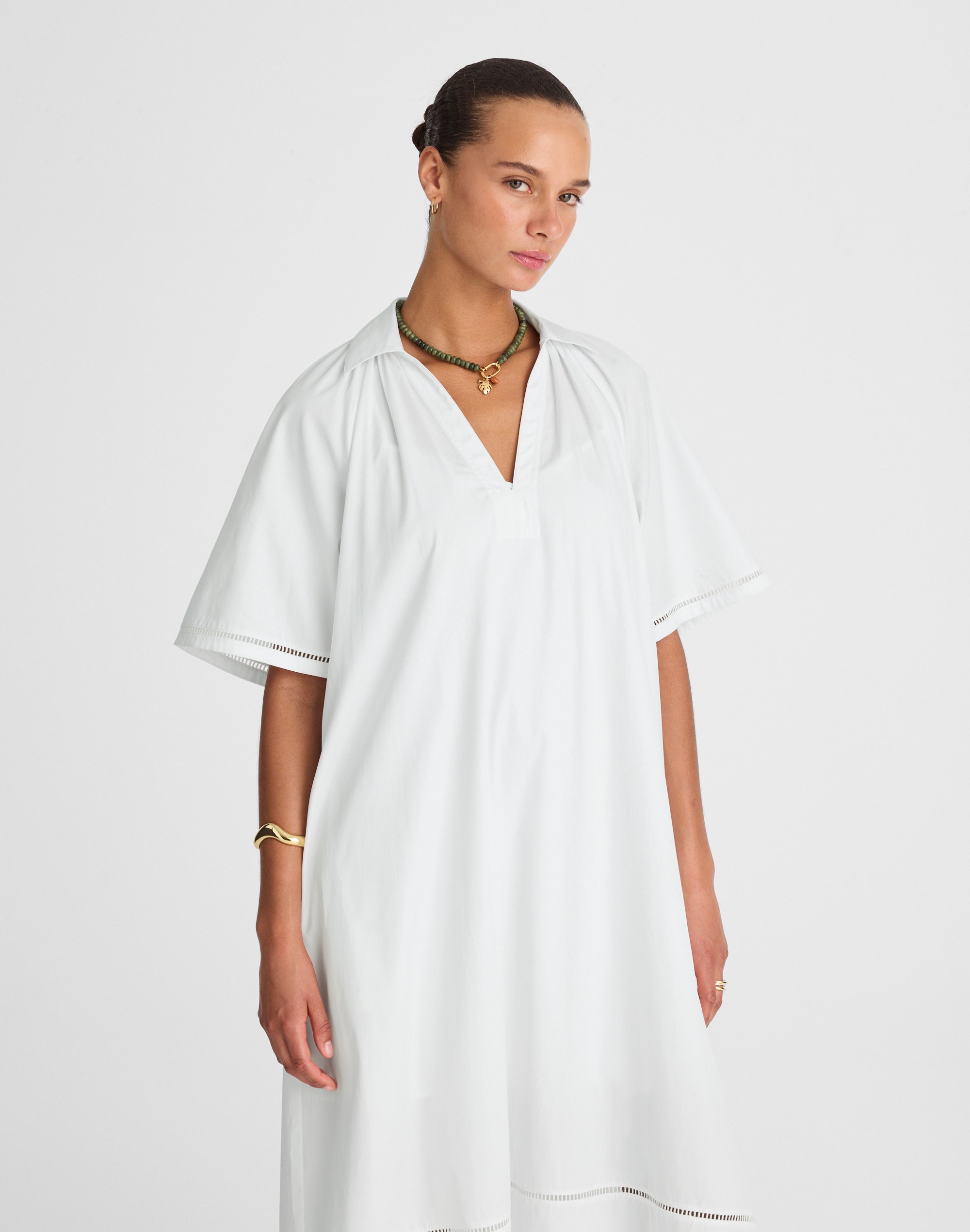 Poplin Splitneck Midi Shirtdress