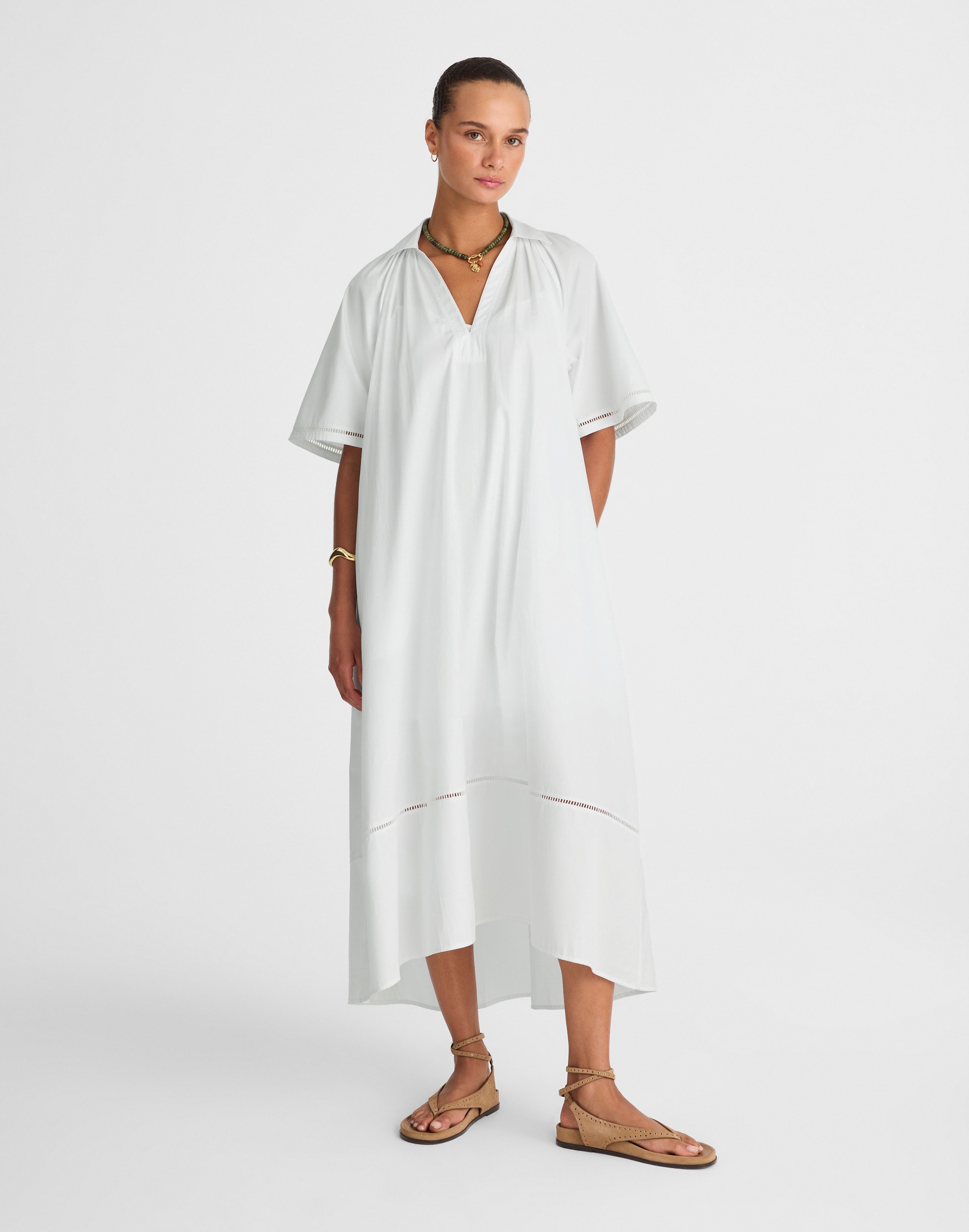 Poplin Splitneck Midi Shirtdress