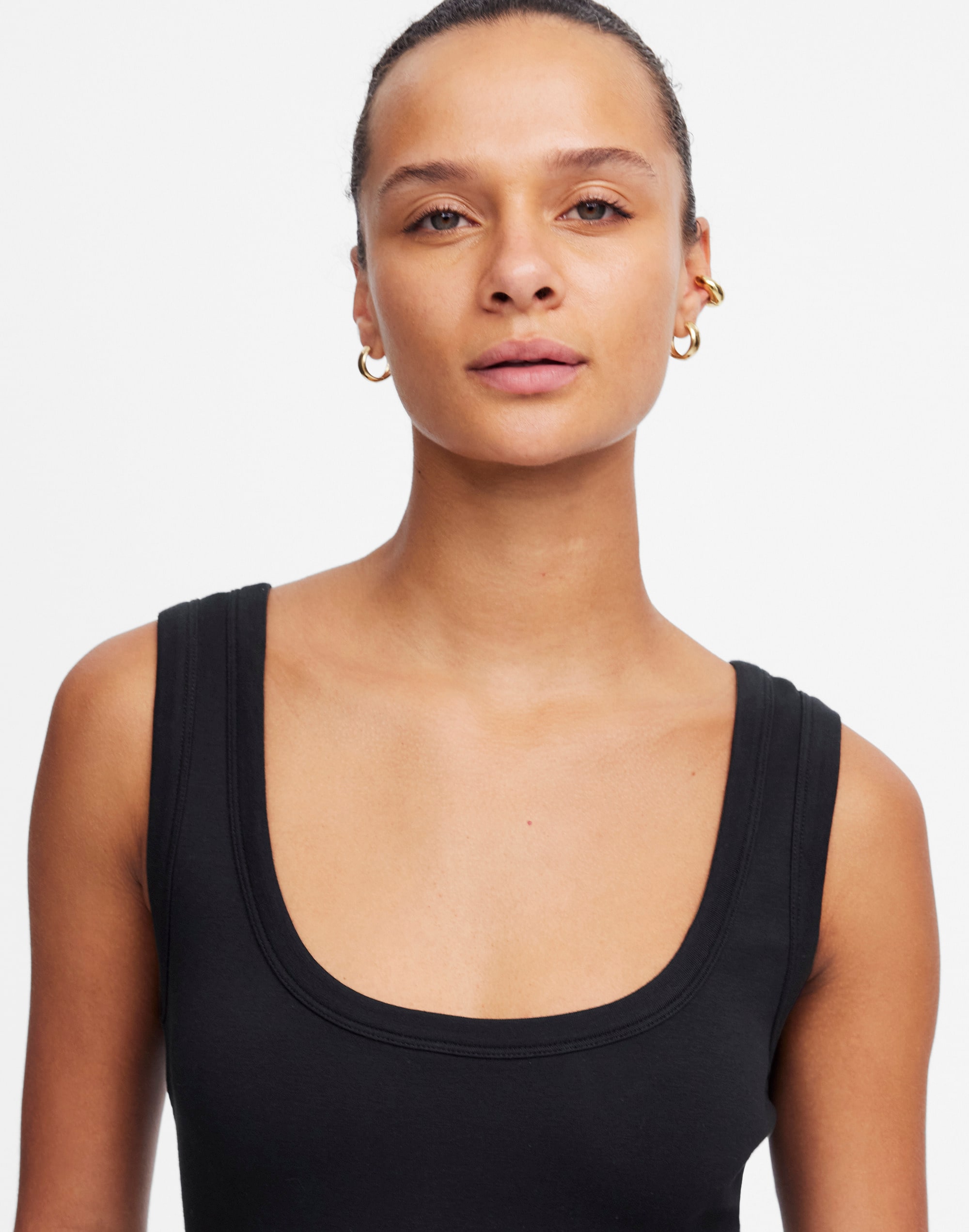 Mixed Poplin Scoopneck Maxi Dress