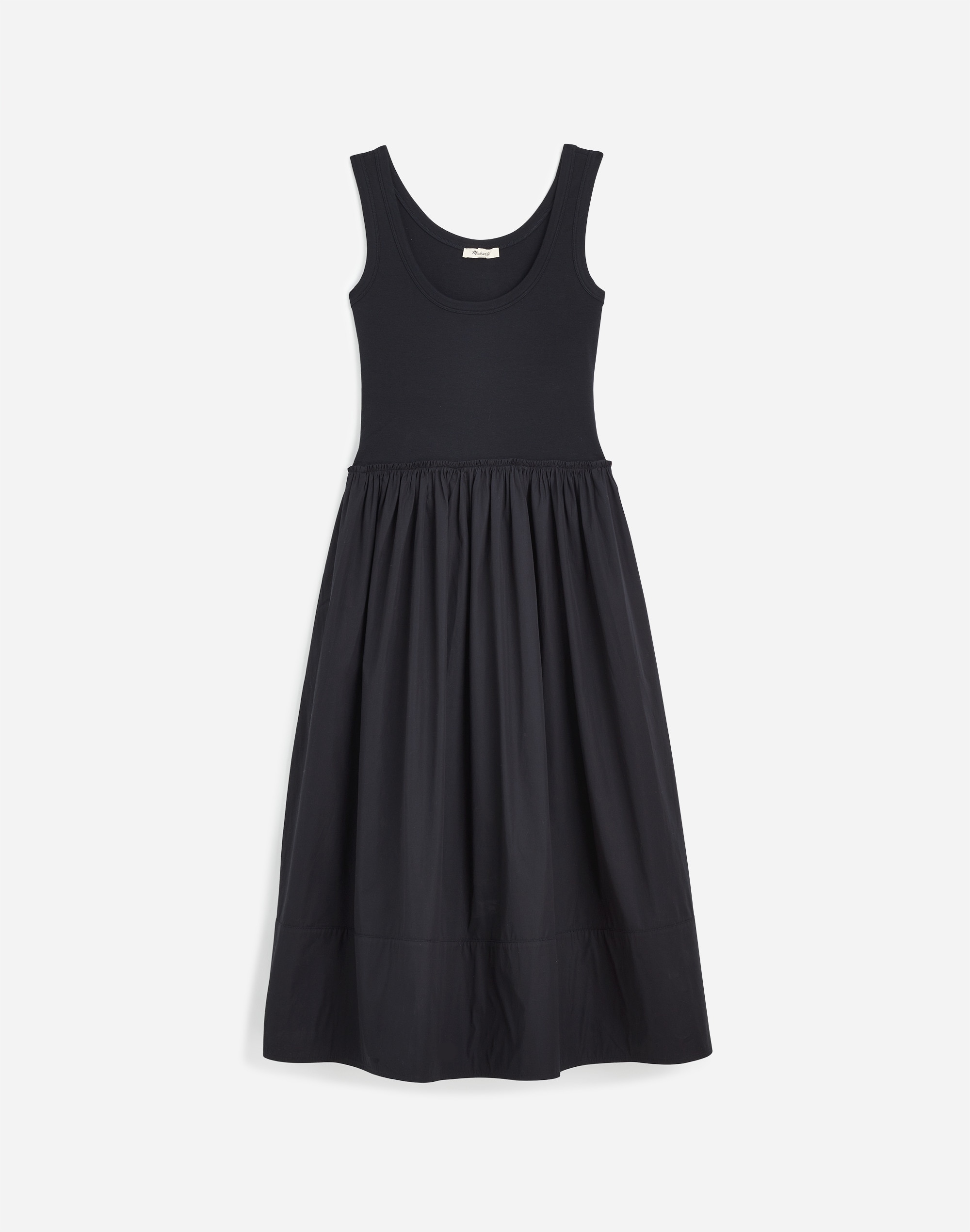 Mixed Poplin Scoopneck Maxi Dress