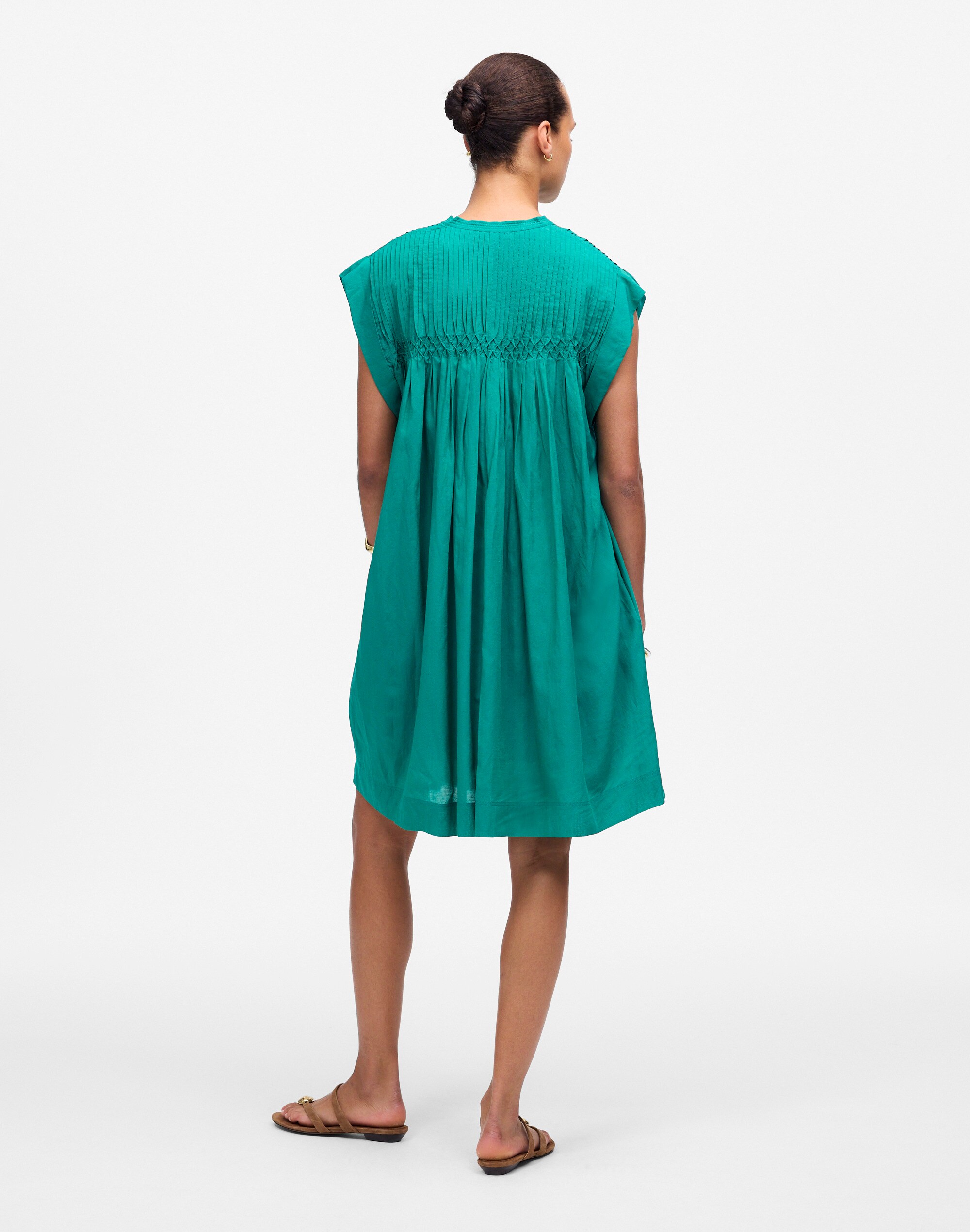 Embroidered Pleated Mini Dress