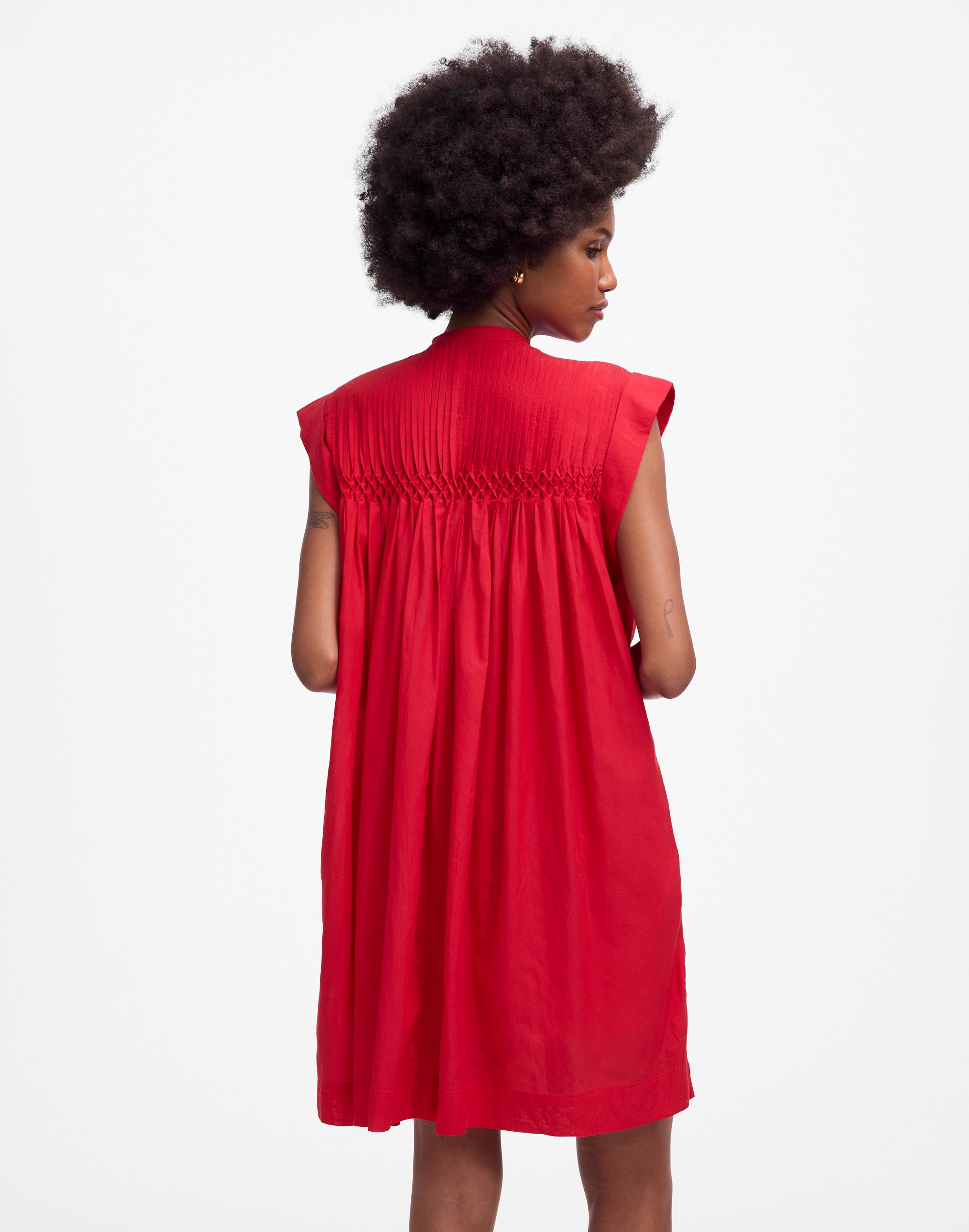 Embroidered Pleated Mini Dress