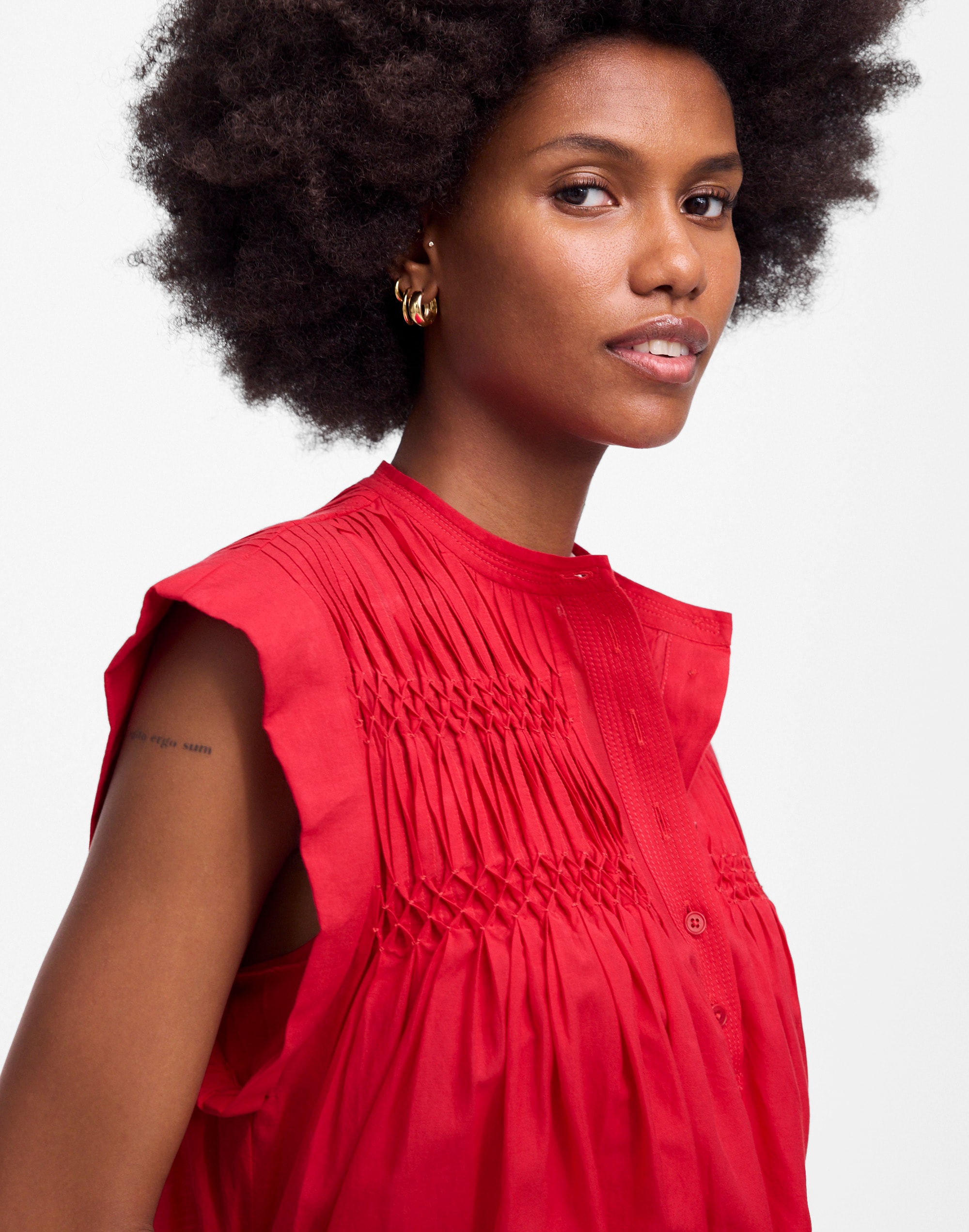 Embroidered Pleated Mini Dress