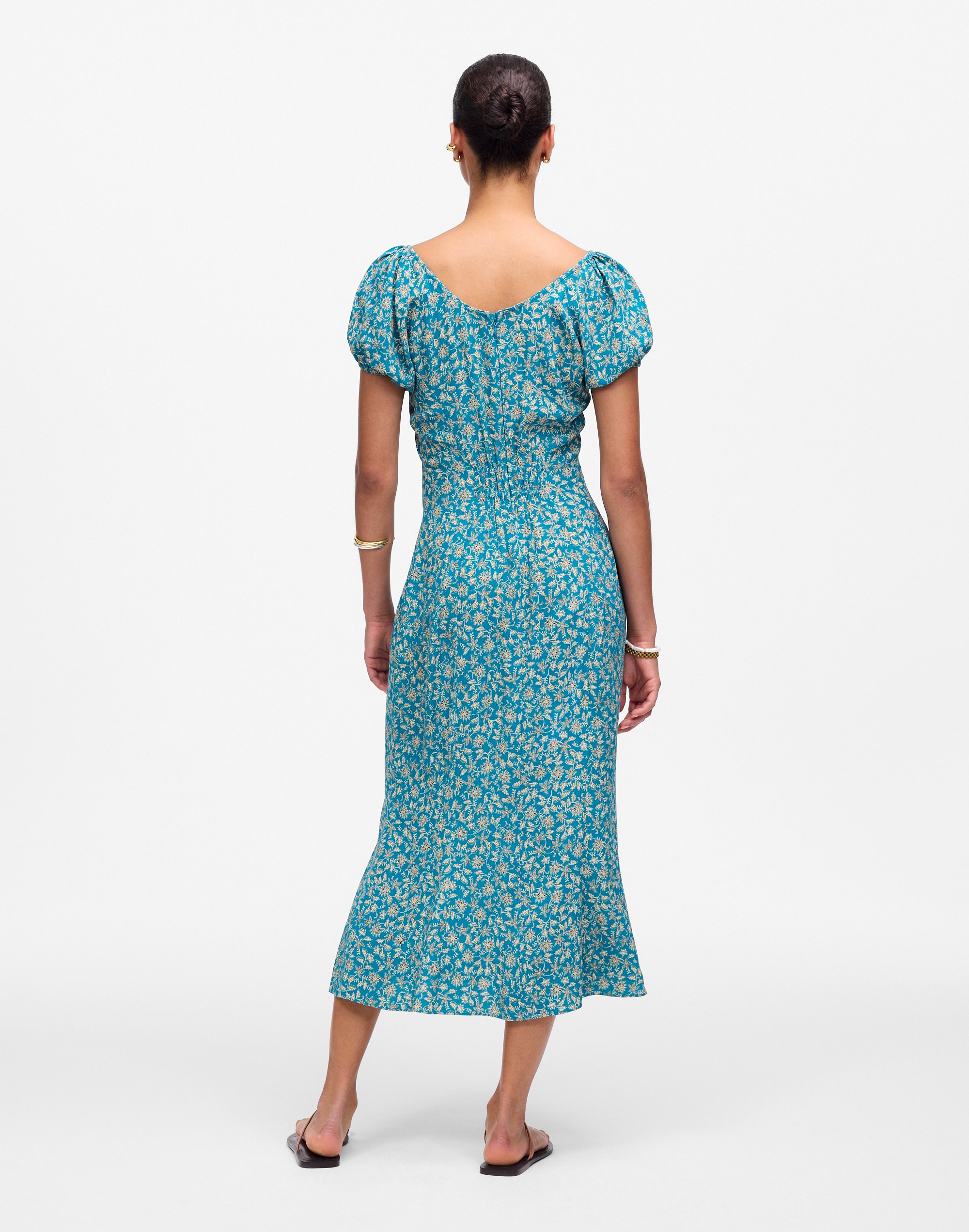 Cap-Sleeve Midi Dress in Floral