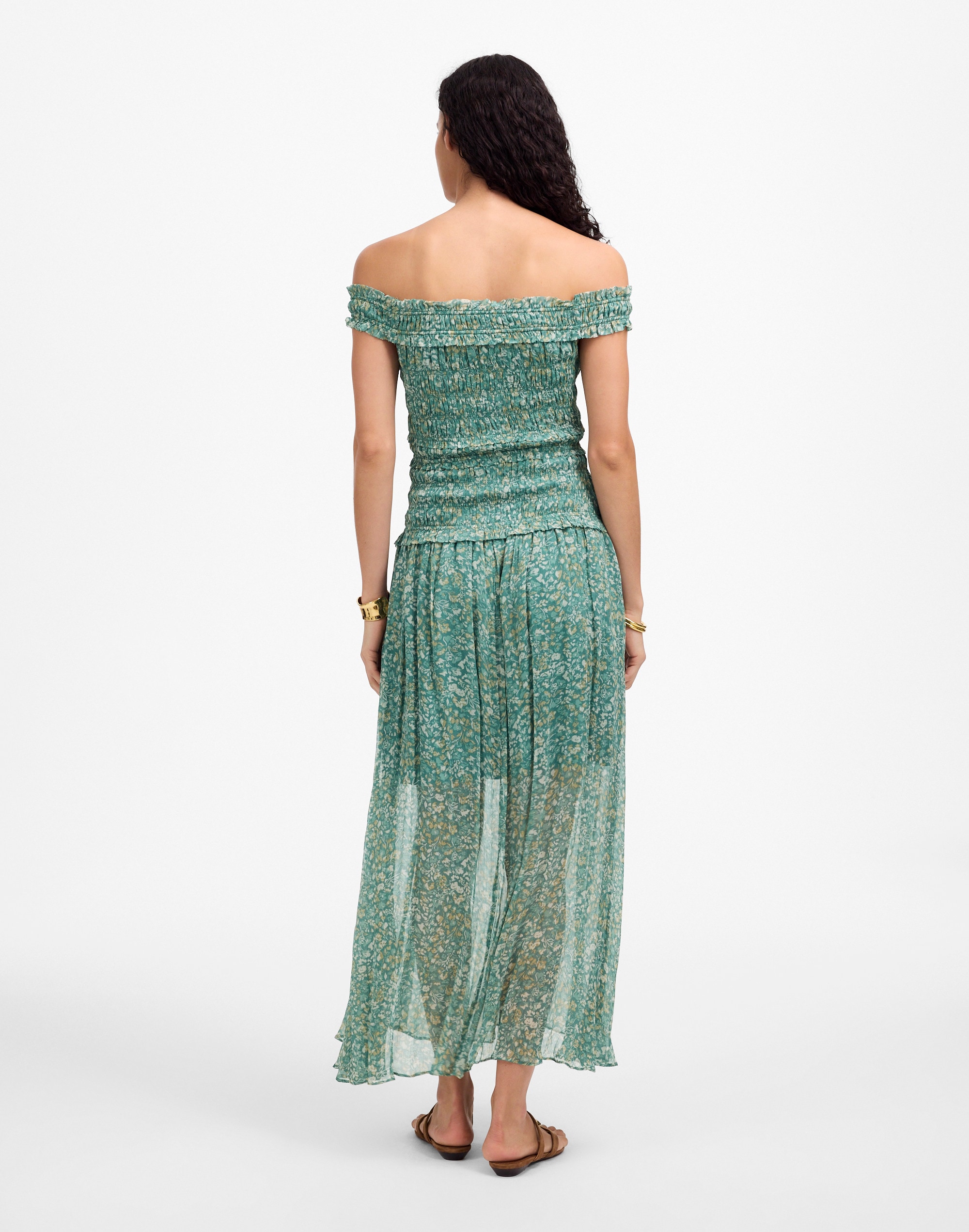 Smocked Off-Shoulder Dress in Floral