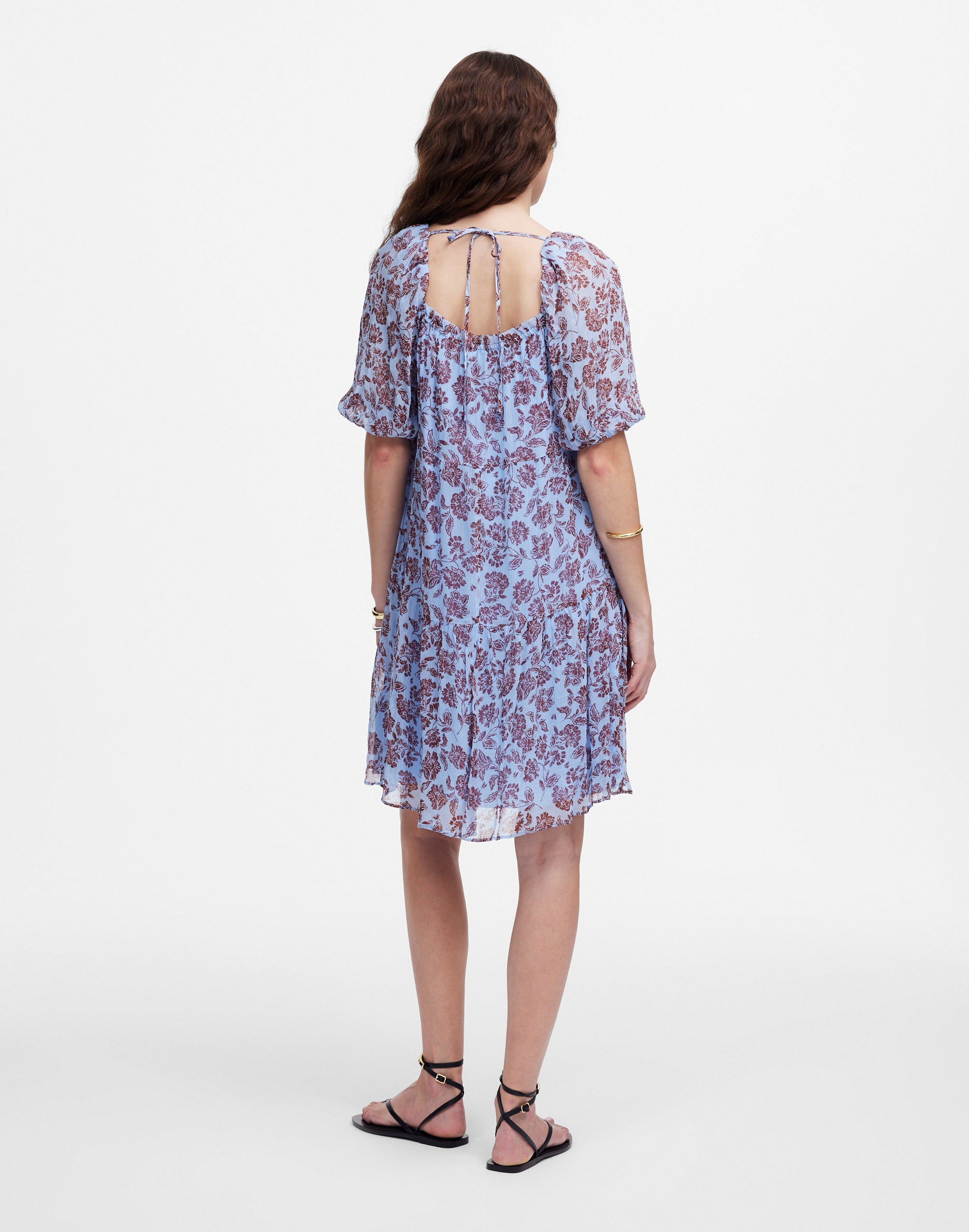 Puff-Sleeve Mini Dress in Floral