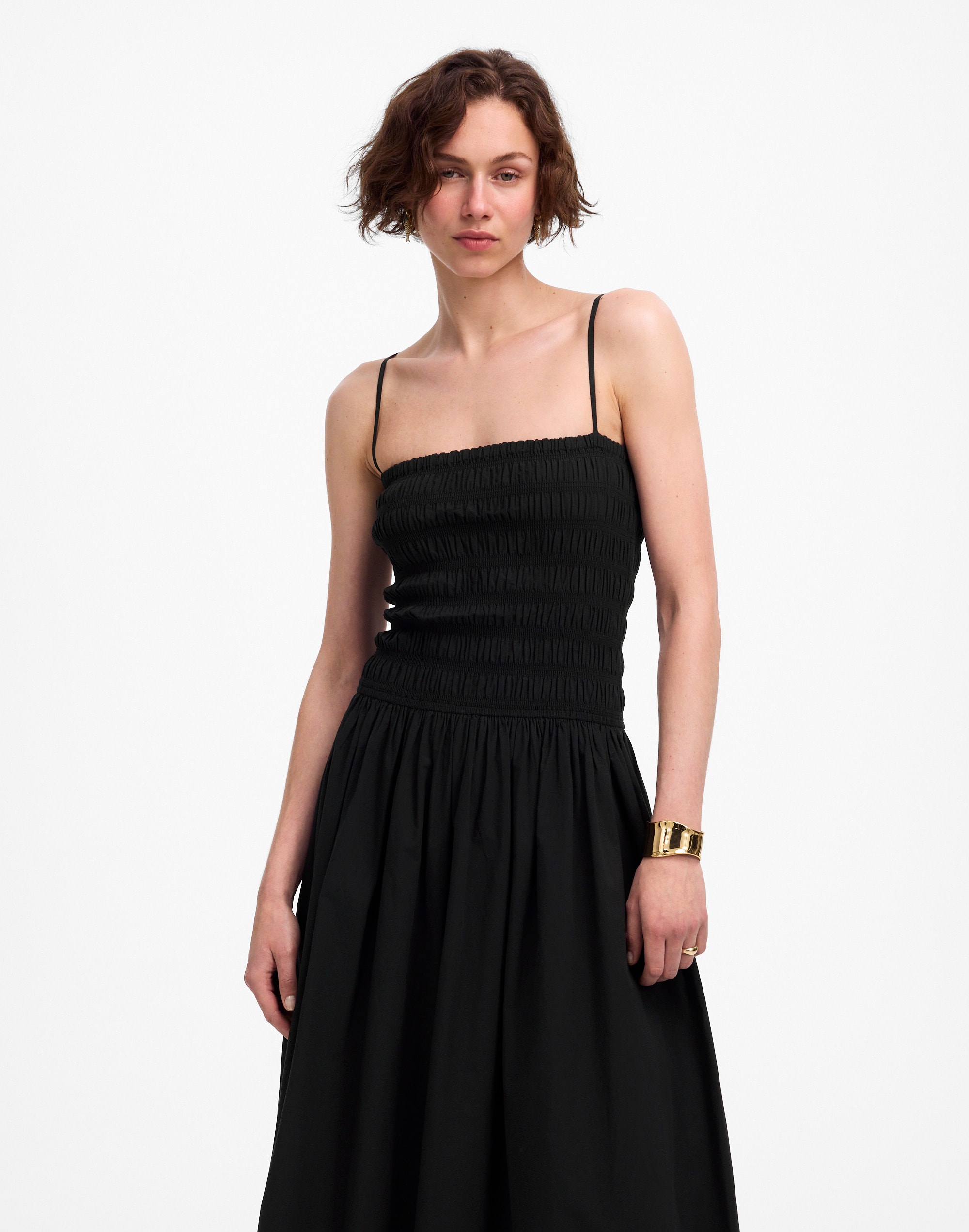 poplin smocked maxi dress