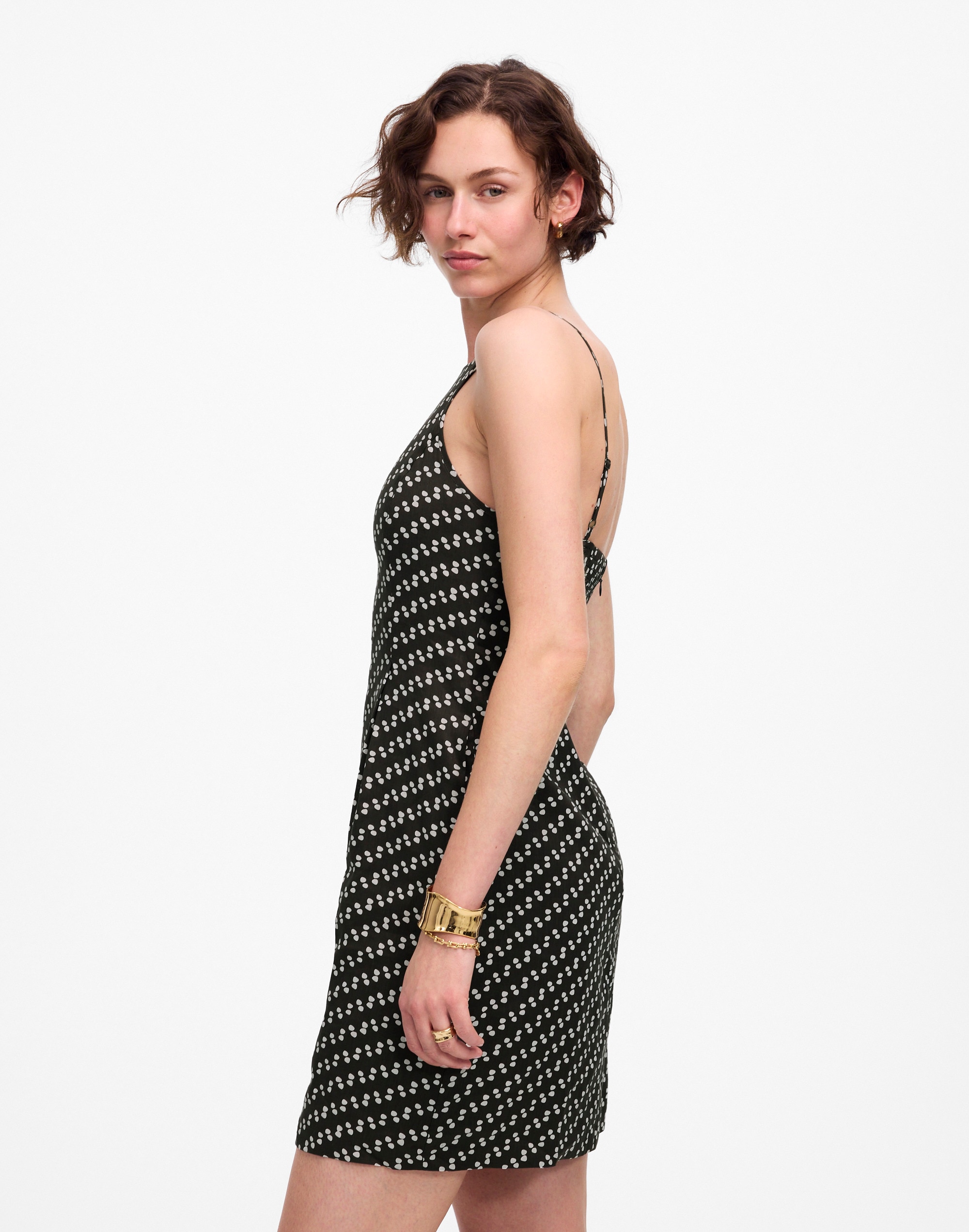 High-Neck Mini Dress in Dot Alternate Image 3