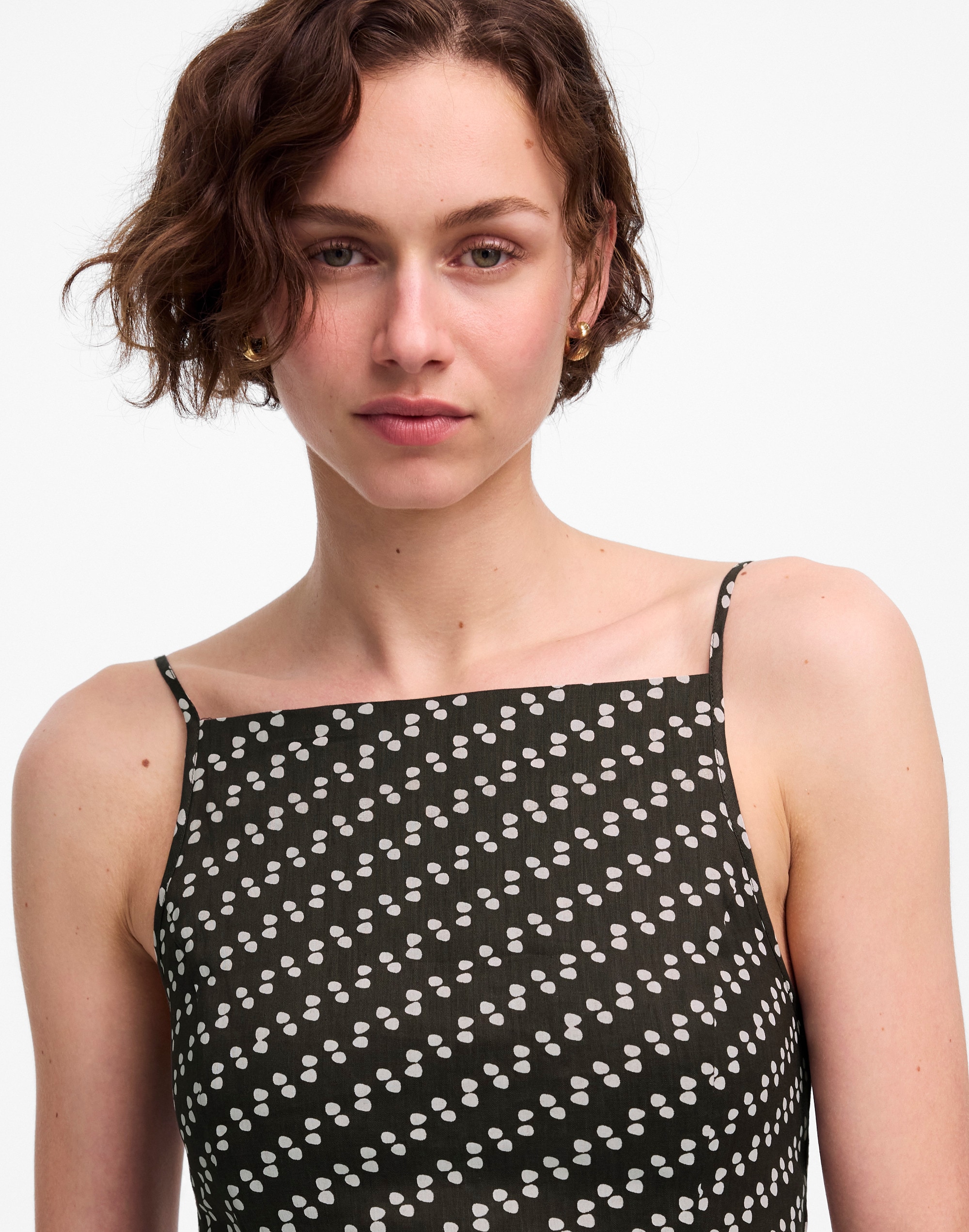 High-Neck Mini Dress in Dot Alternate Image 5