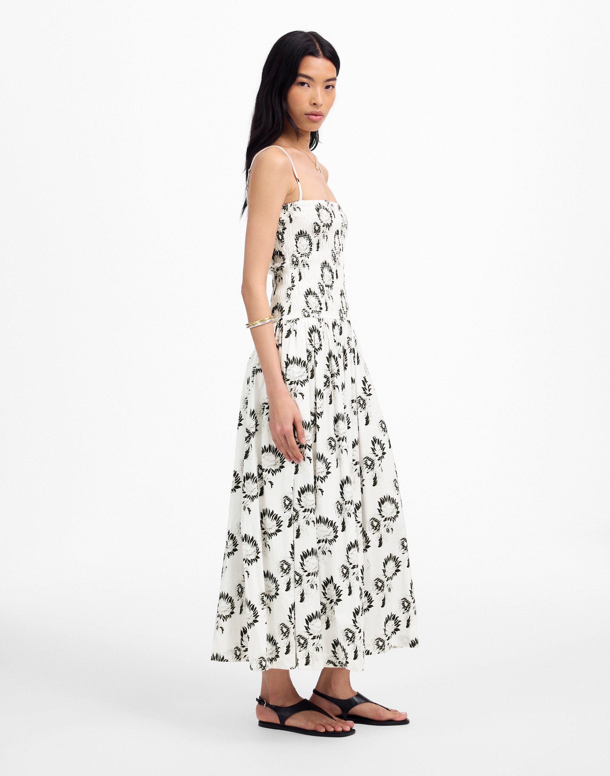 Petite Poplin Smocked Maxi Dress in Floral
