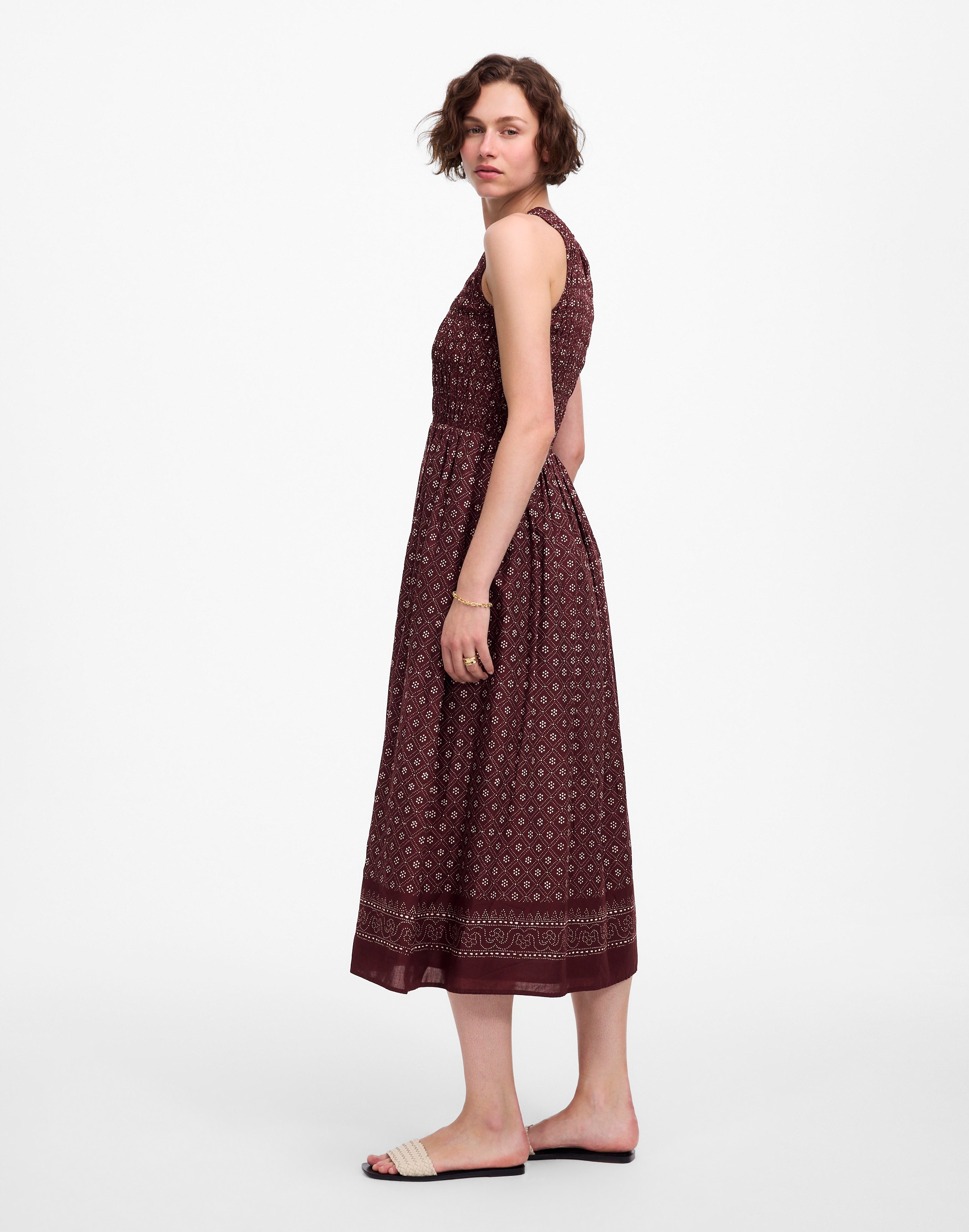 The Melody Smocked Midi Dress in Daisy Print