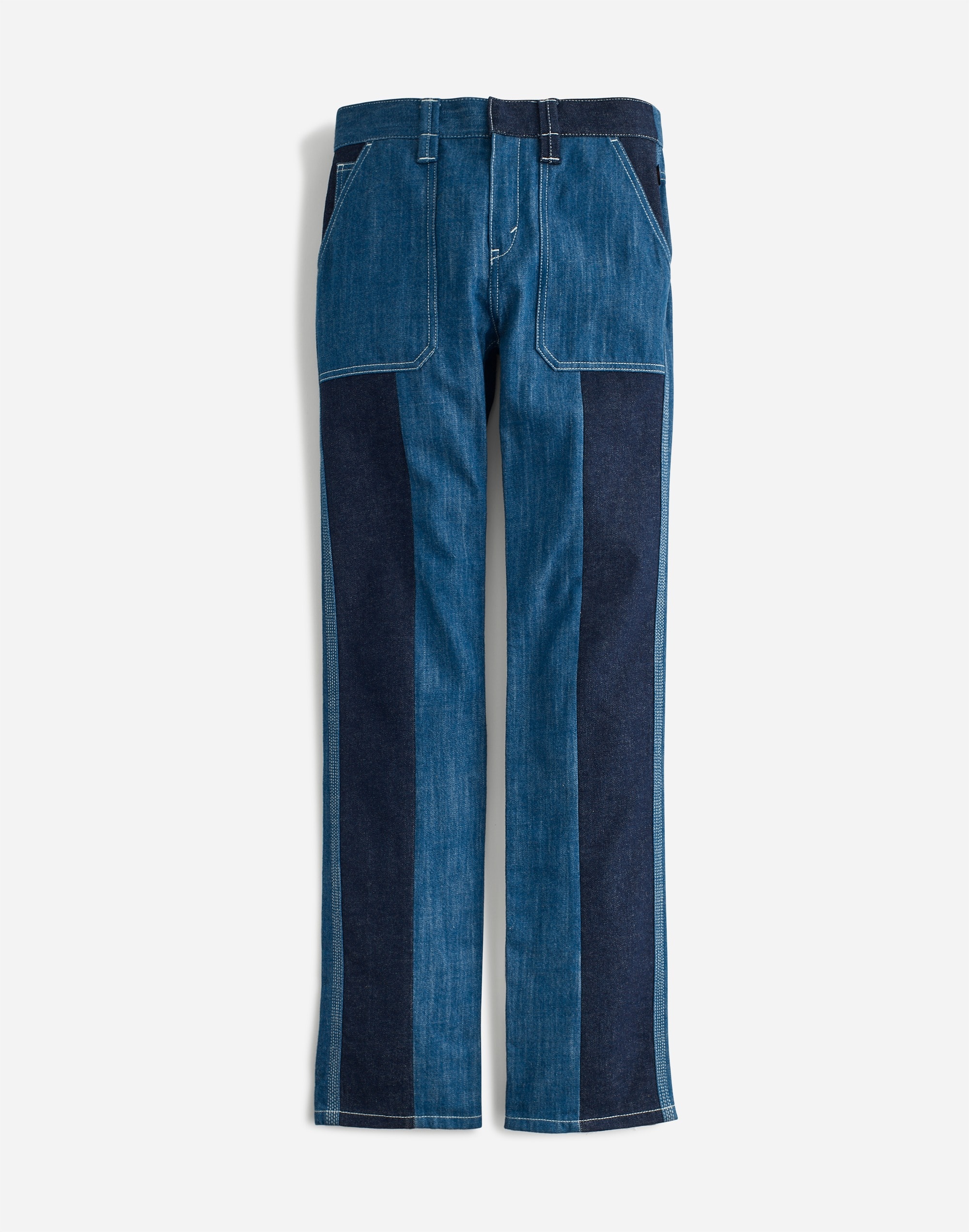 reluxe fashion | madewell: chlo&eacute; denim patchwork preowned flared jeans