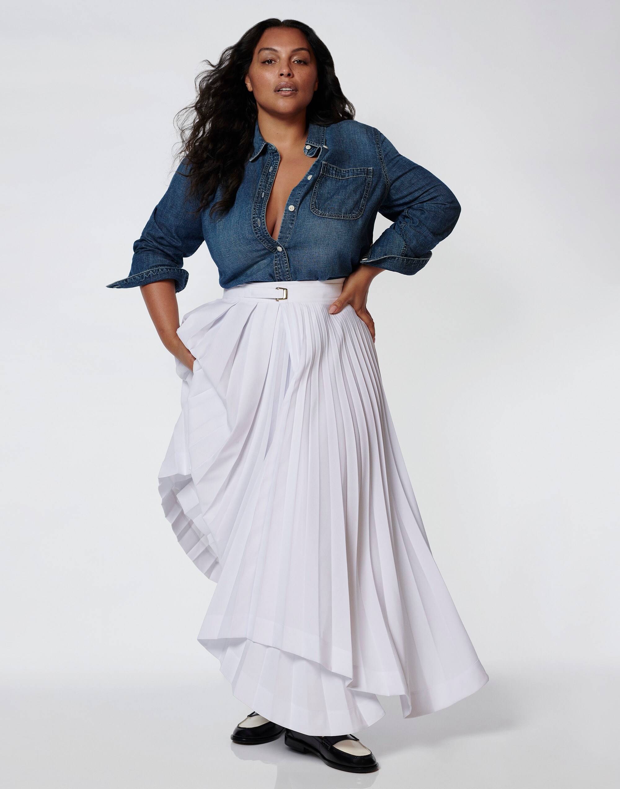 Reluxe Fashion | Madewell: Celine Phoebe Philo Sunray Pleat Asymmetric Preowned Midi Skirt