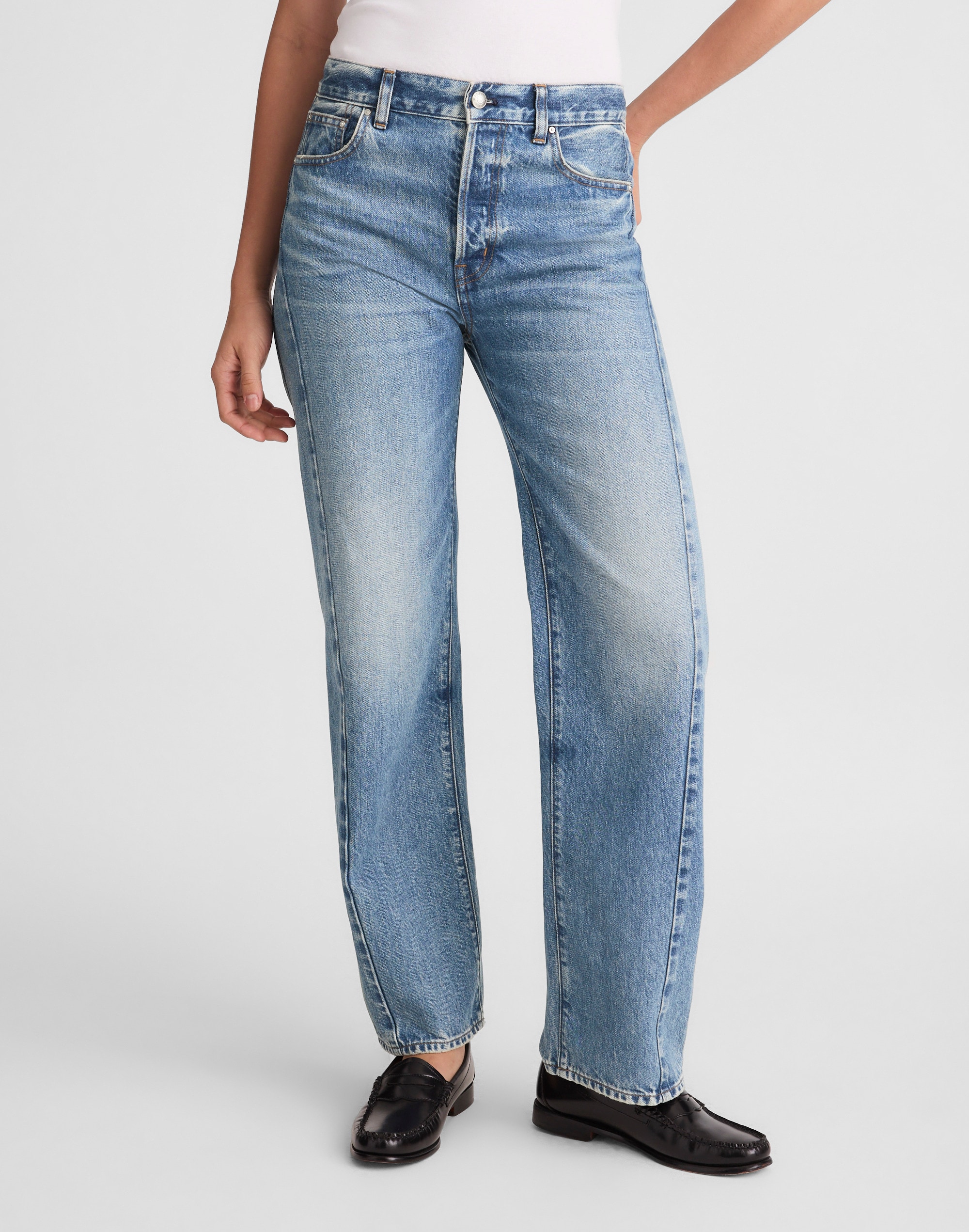 Pieced Barrel-Leg Jeans