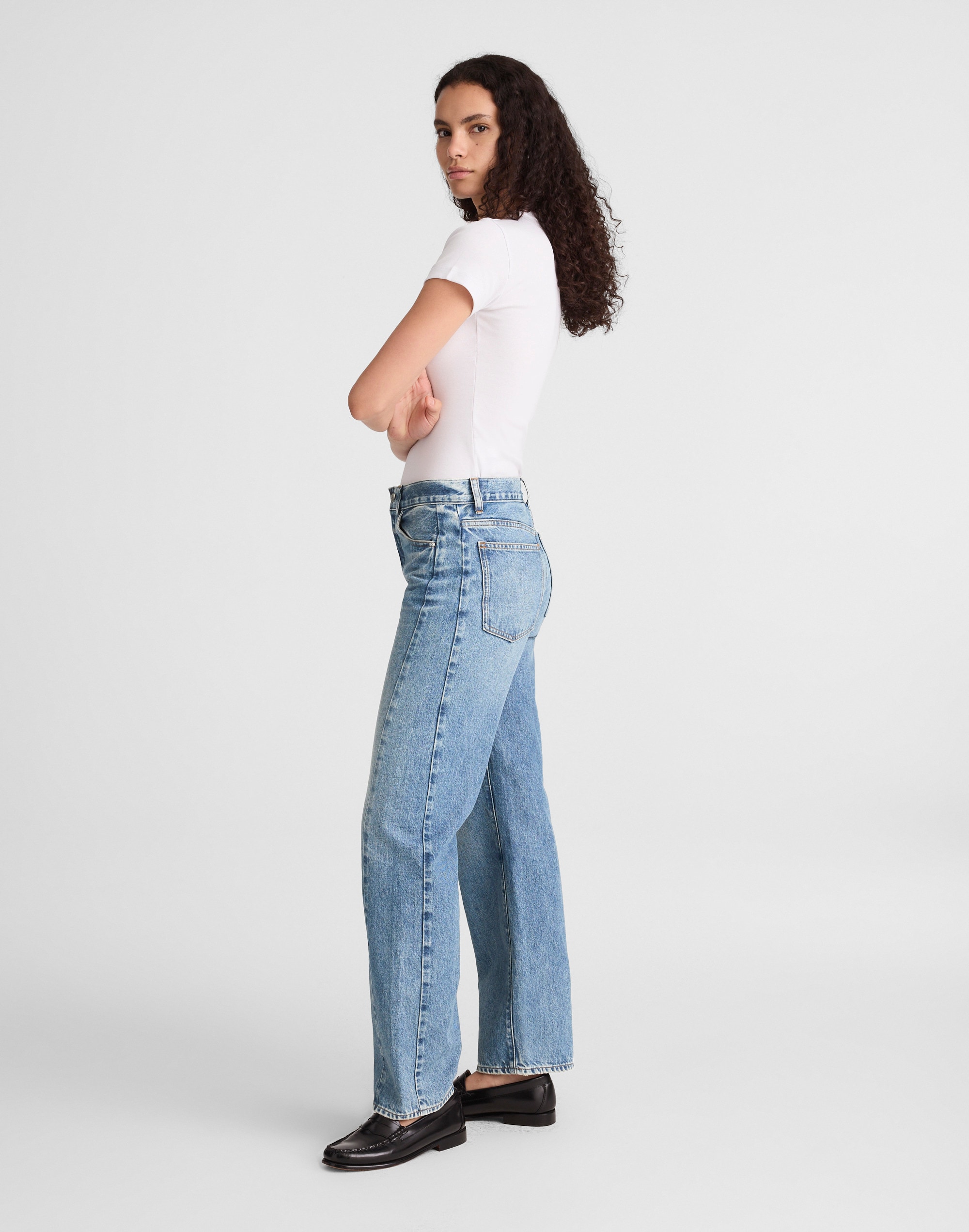 Pieced Barrel-Leg Jeans in Rockcastle Wash Alternate Image 3