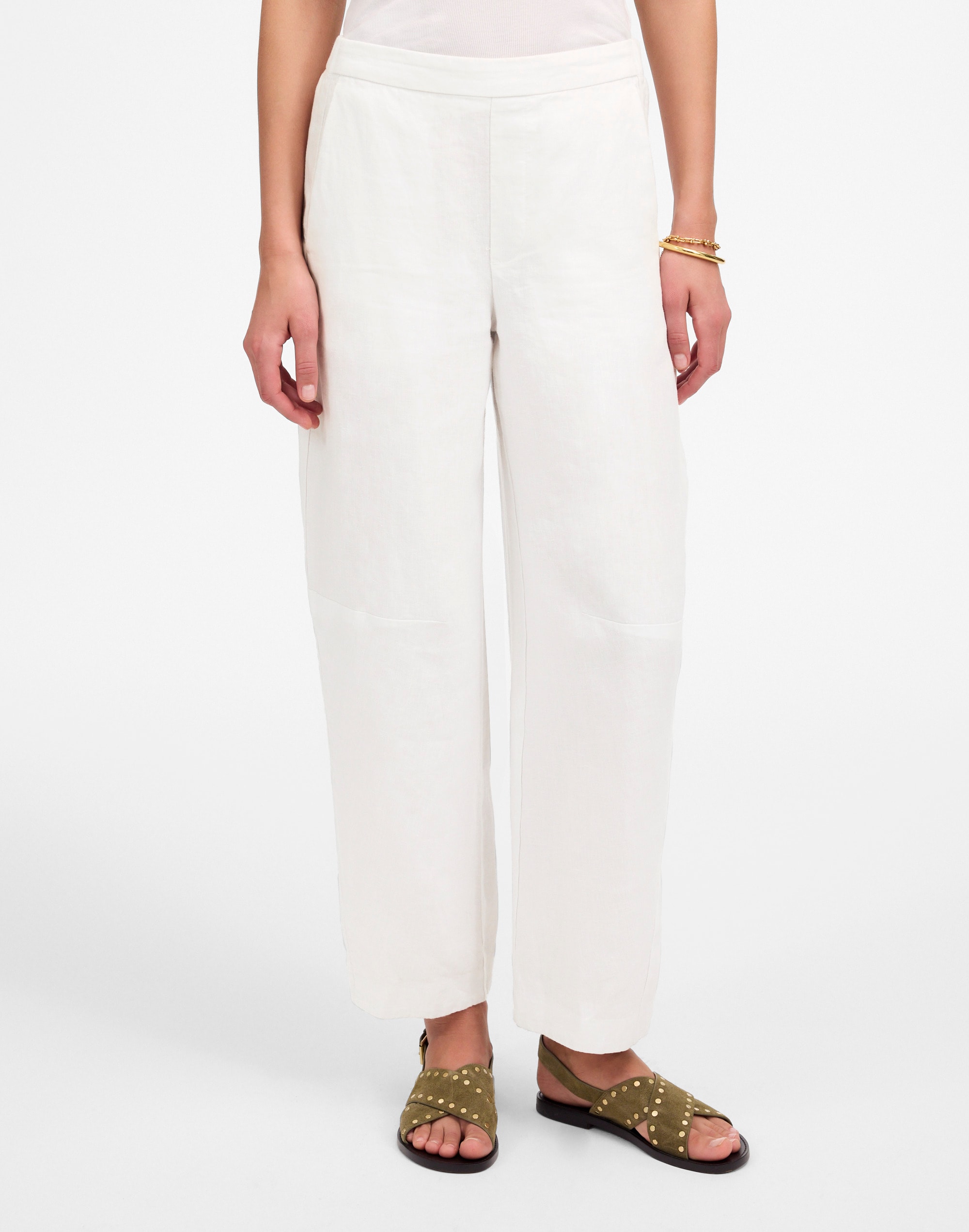 Pull-On Barrel Pants in 100% Linen