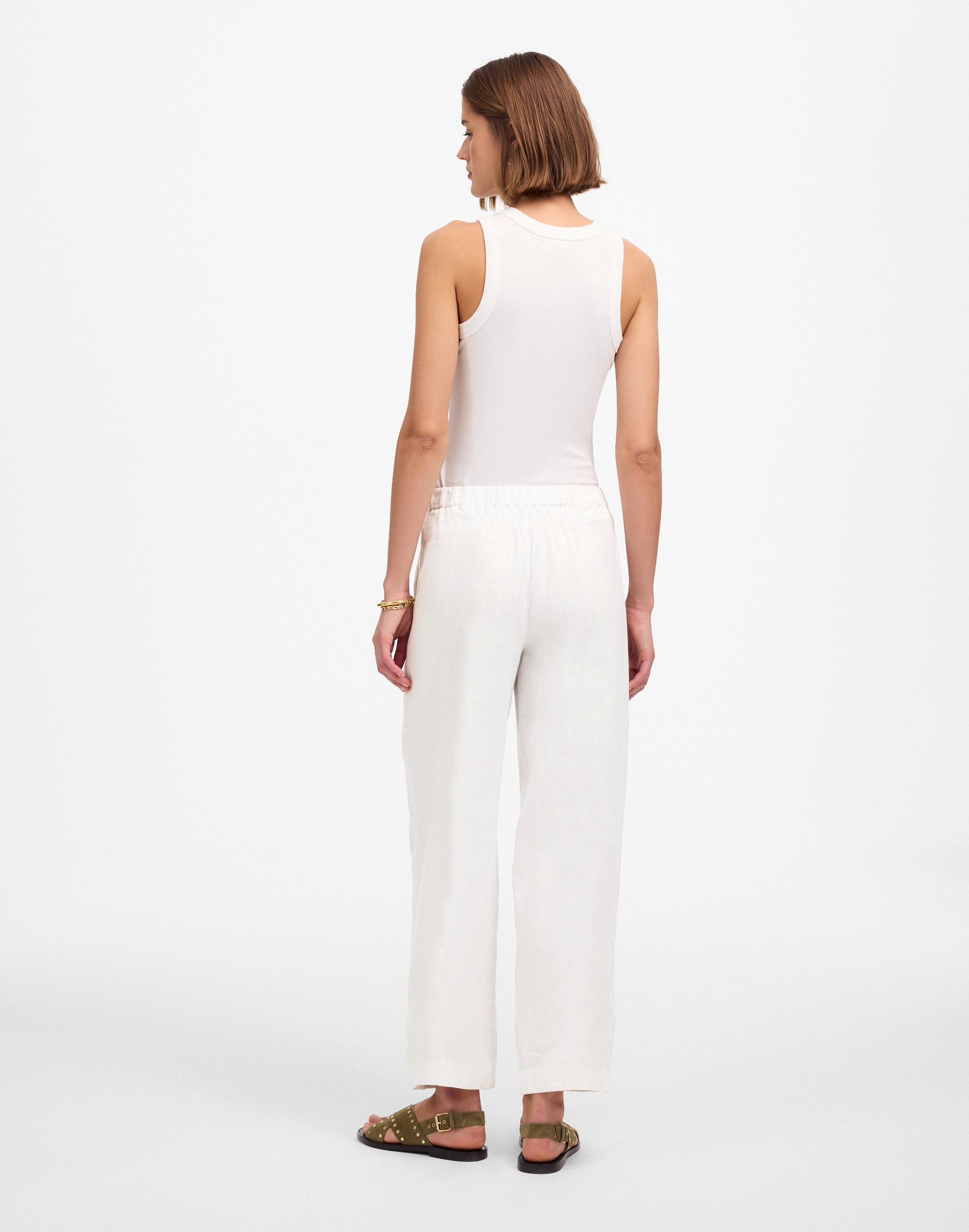 Pull-On Barrel Pants in 100% Linen