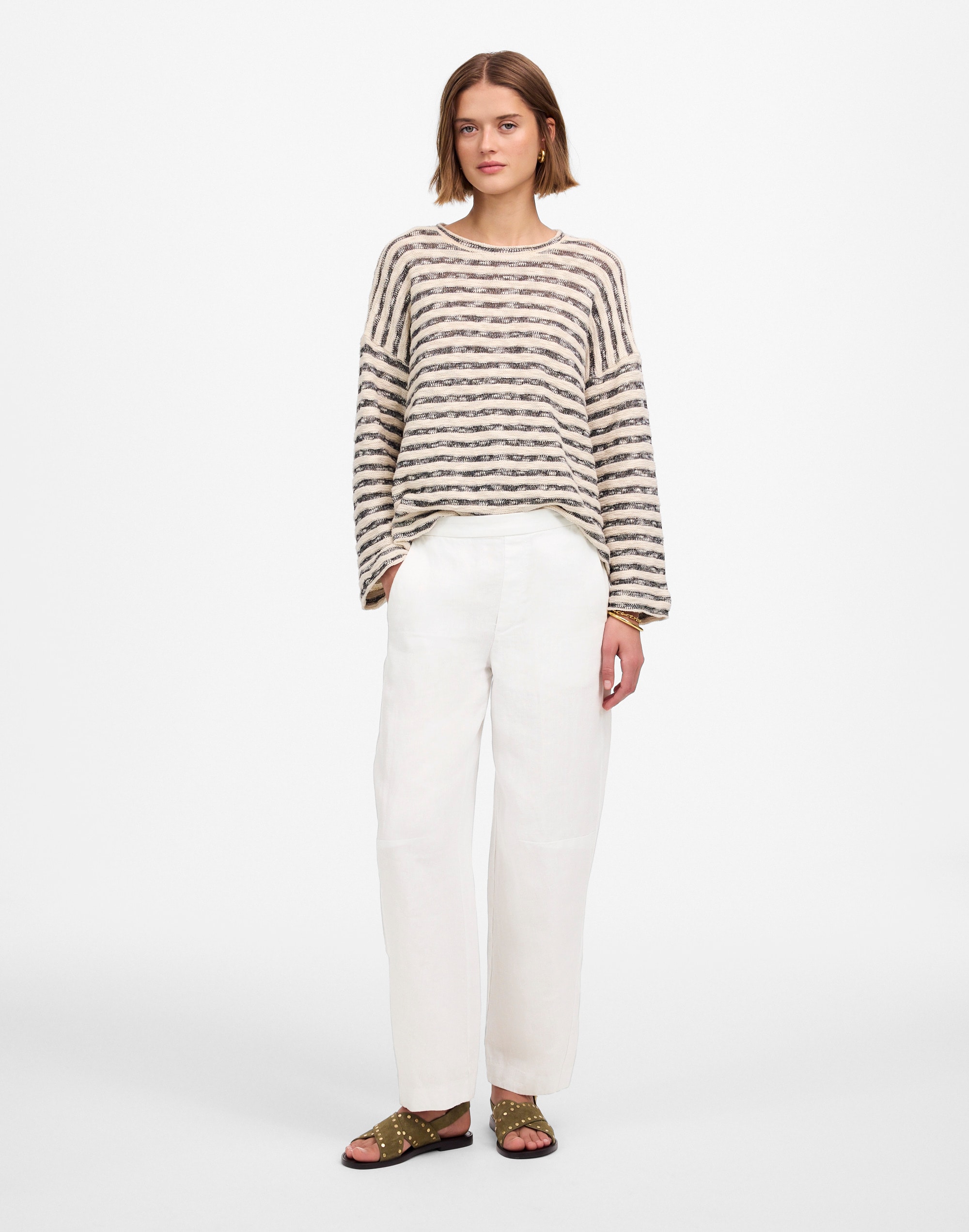 Pull-On Barrel Pants in 100% Linen