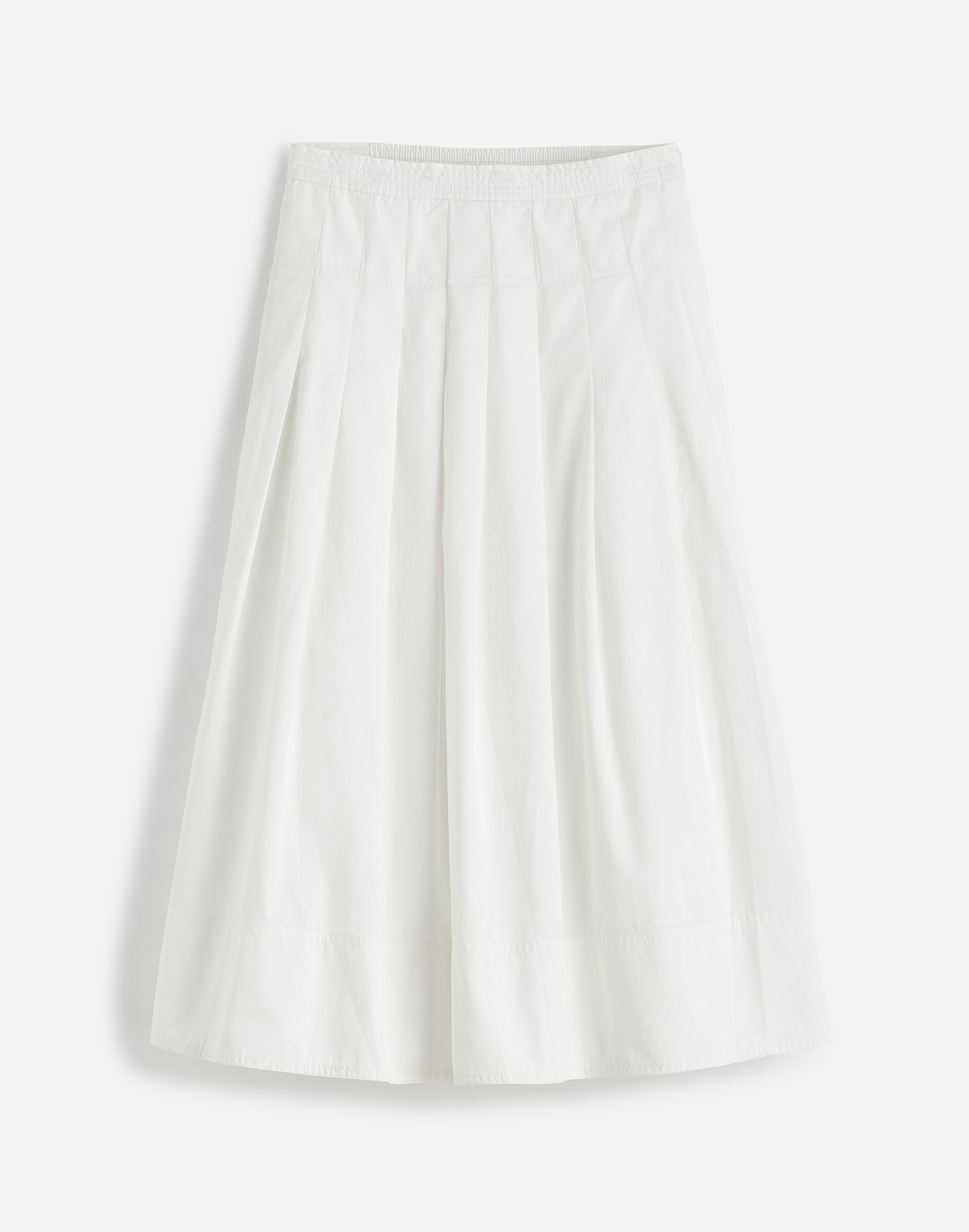 Pleated Midi Skirt in Cotton Poplin