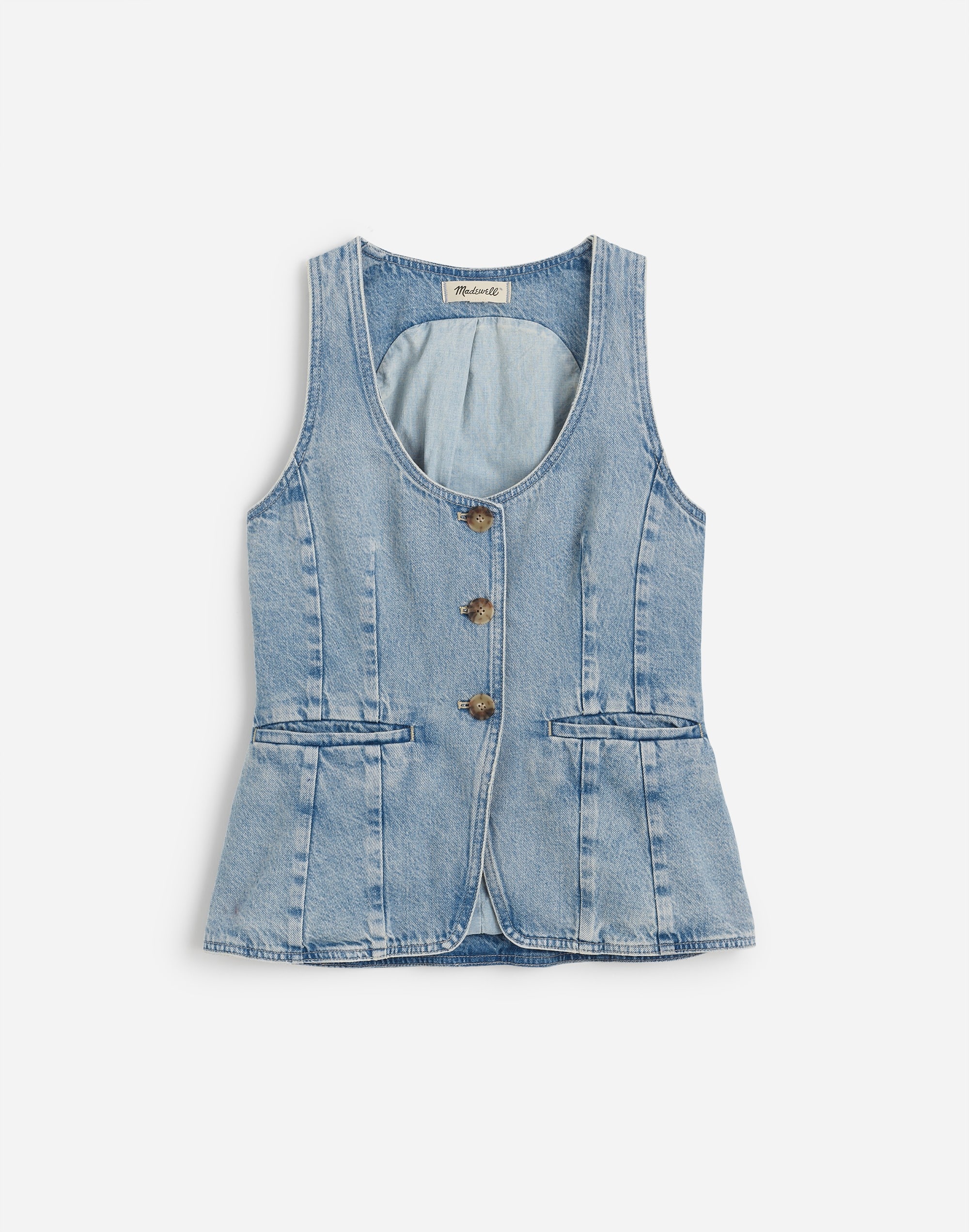Denim Scoopneck Cutaway Vest in Edmonson Wash