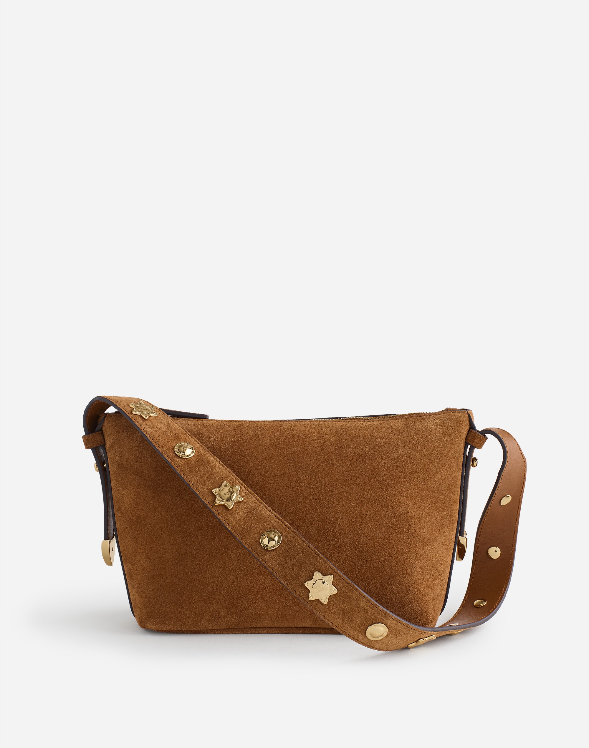 The Sun Medallion Suede Shoulder Bag