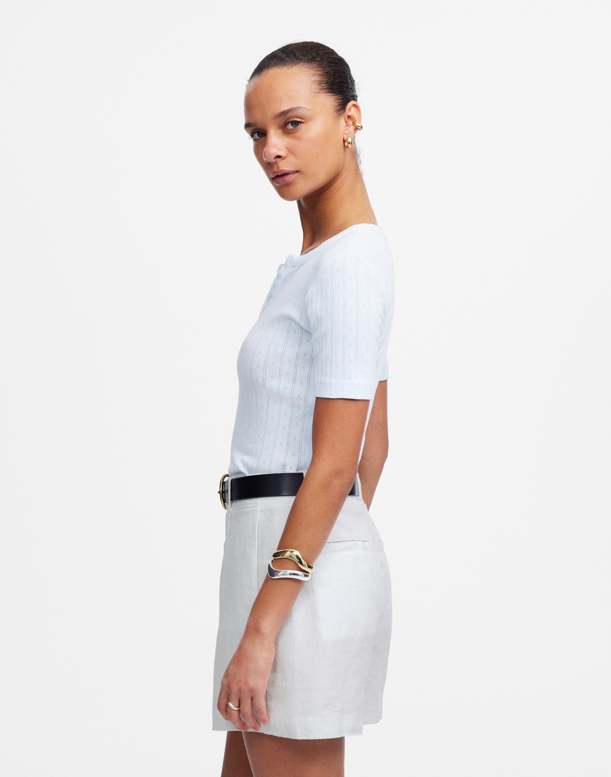 Pintucked Shorts in 100% Linen