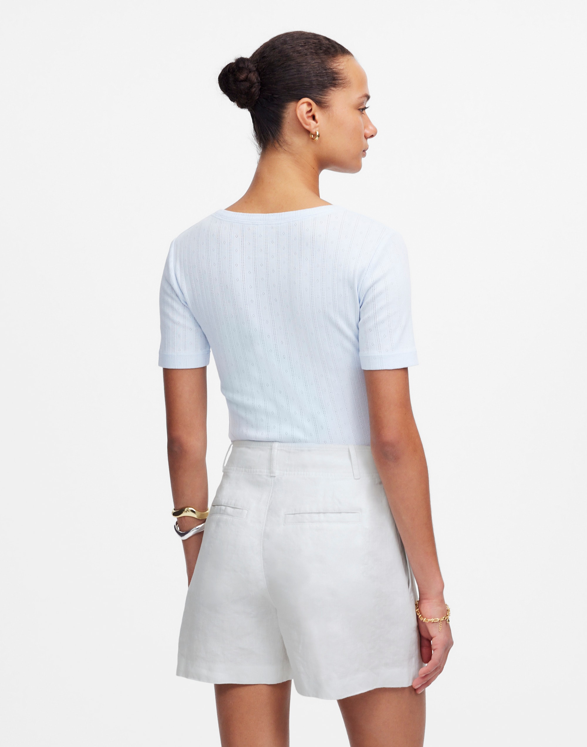 Pintucked Shorts in 100% Linen