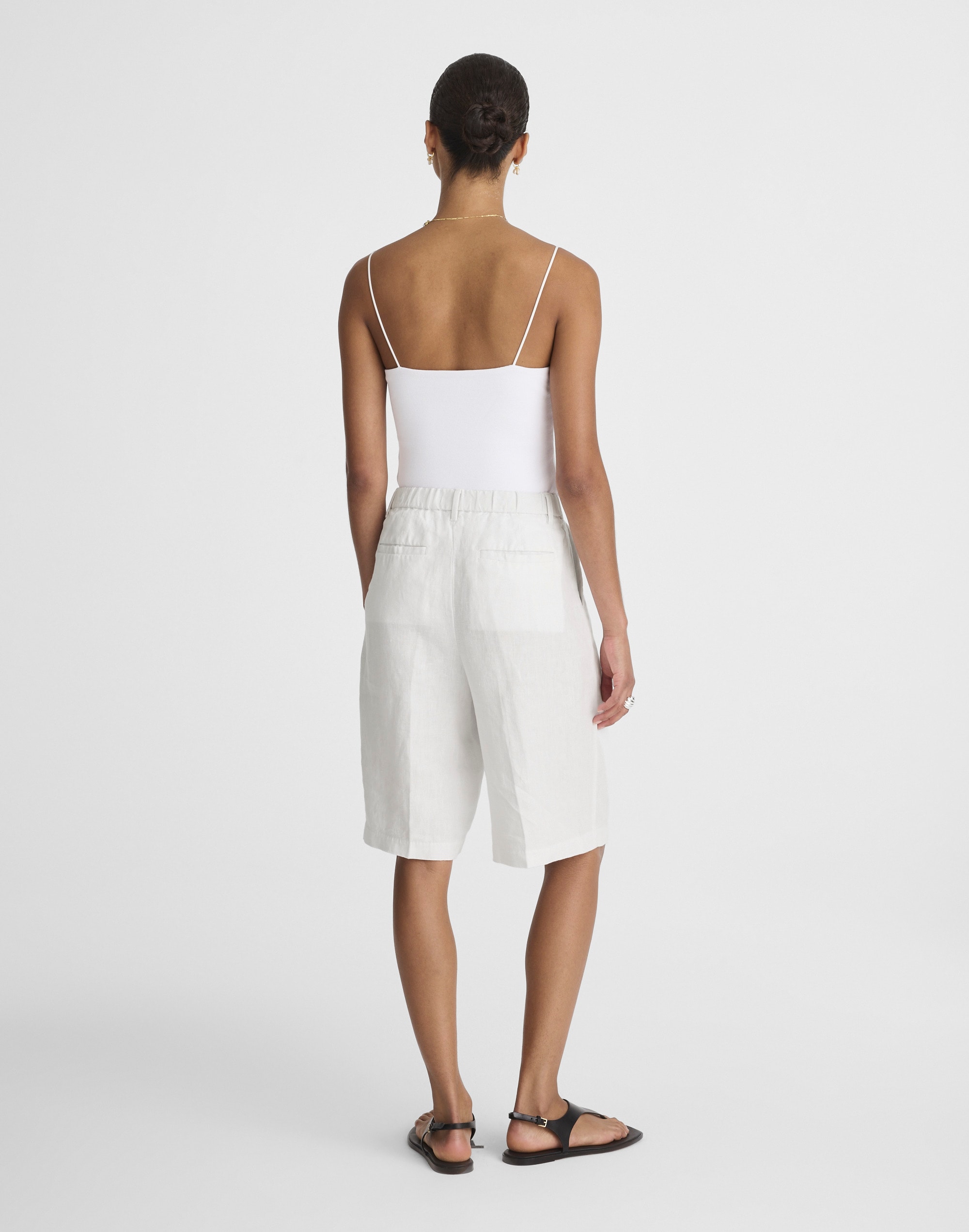 Relaxed Pleated Trouser Shorts in 100% Linen