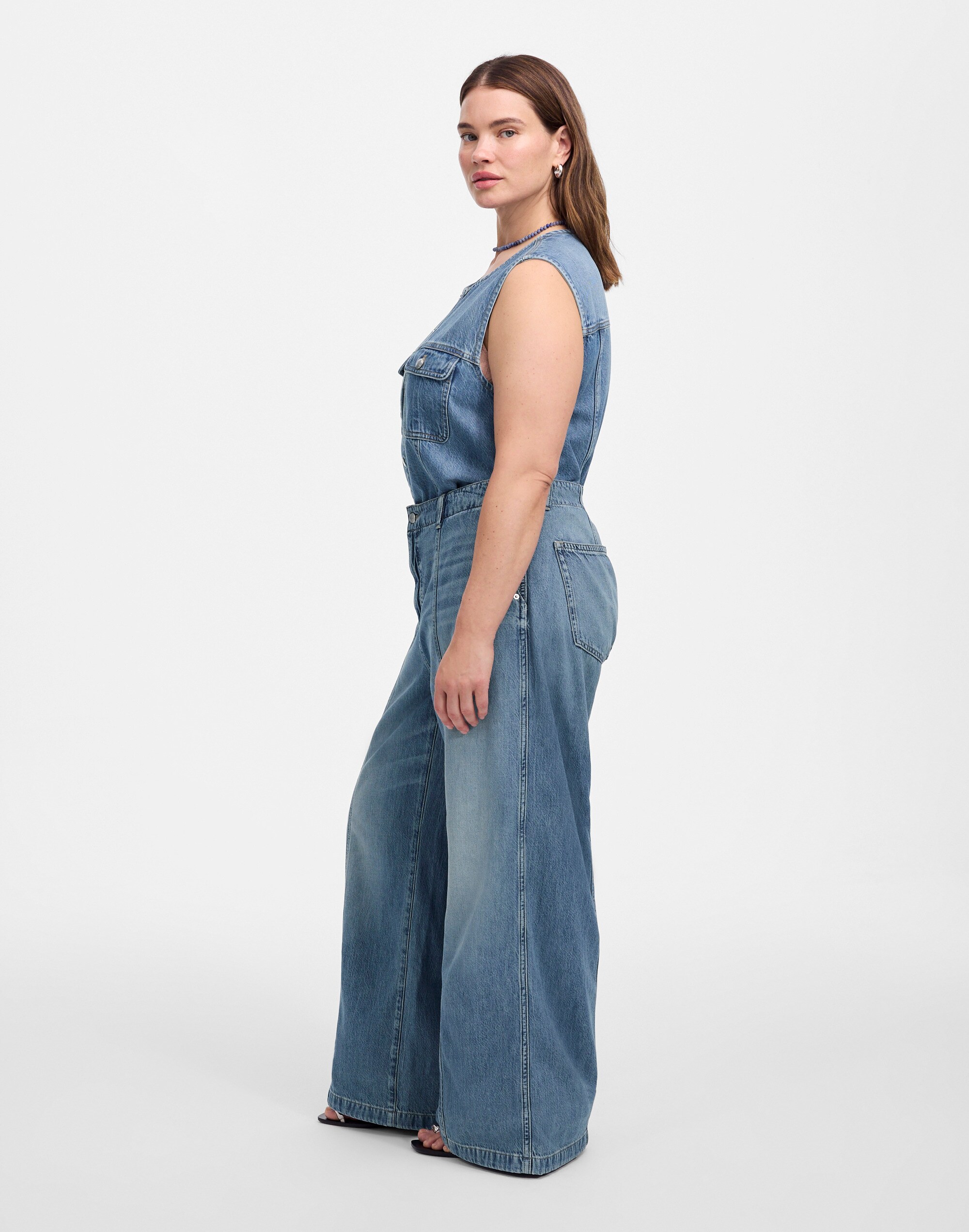 Plus Wide-Sweep Trousers in Robertson Wash: Airy Denim Edition