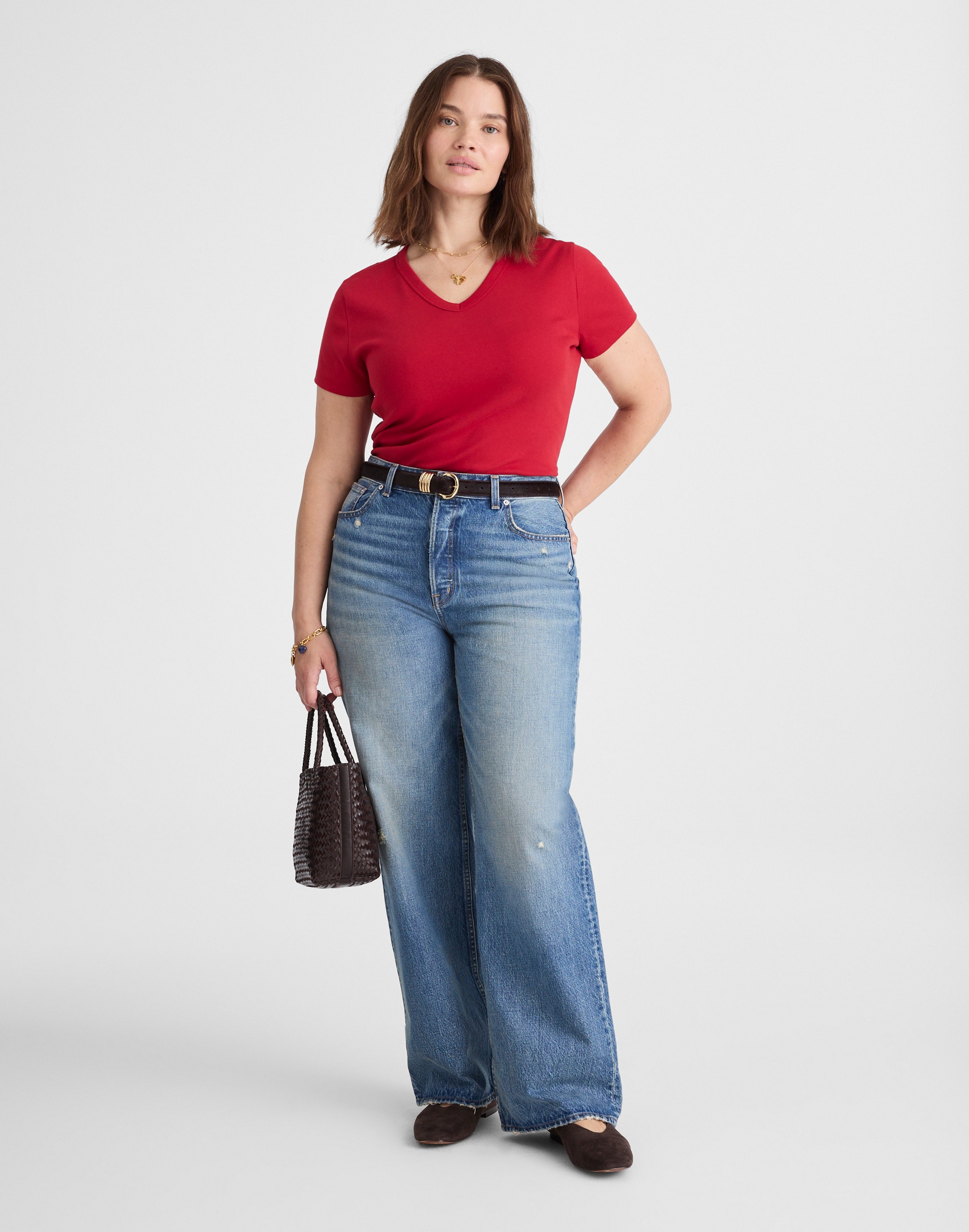 plus curvy low-slung baggy jeans in robertson wash