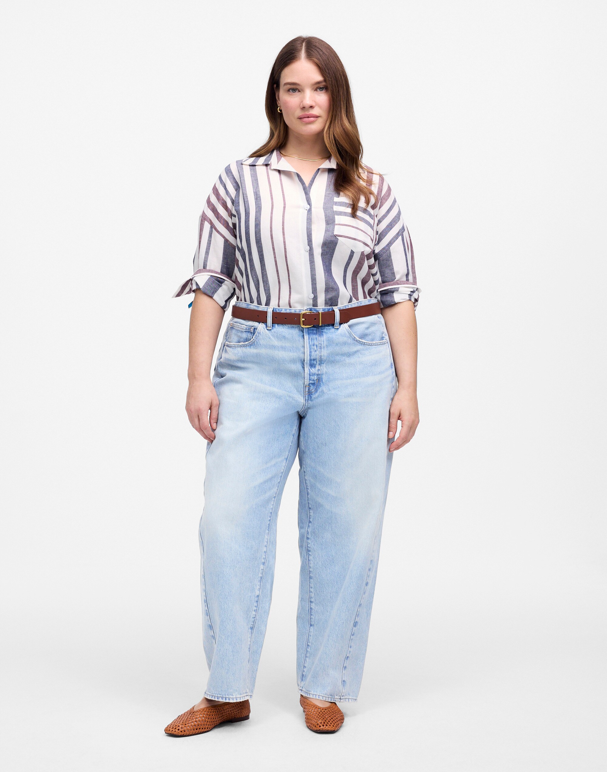 The Plus Curvy Pieced Barrel-Leg Jean