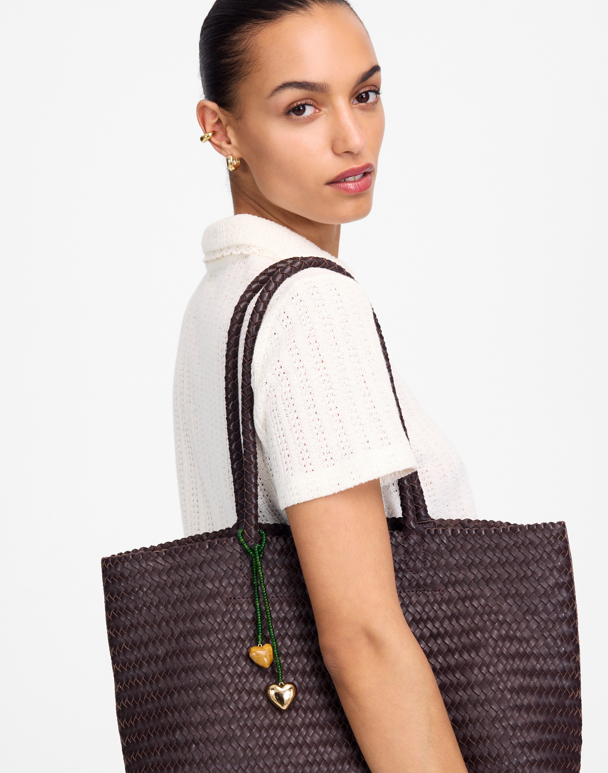 Double Heart Beaded Bag Charm