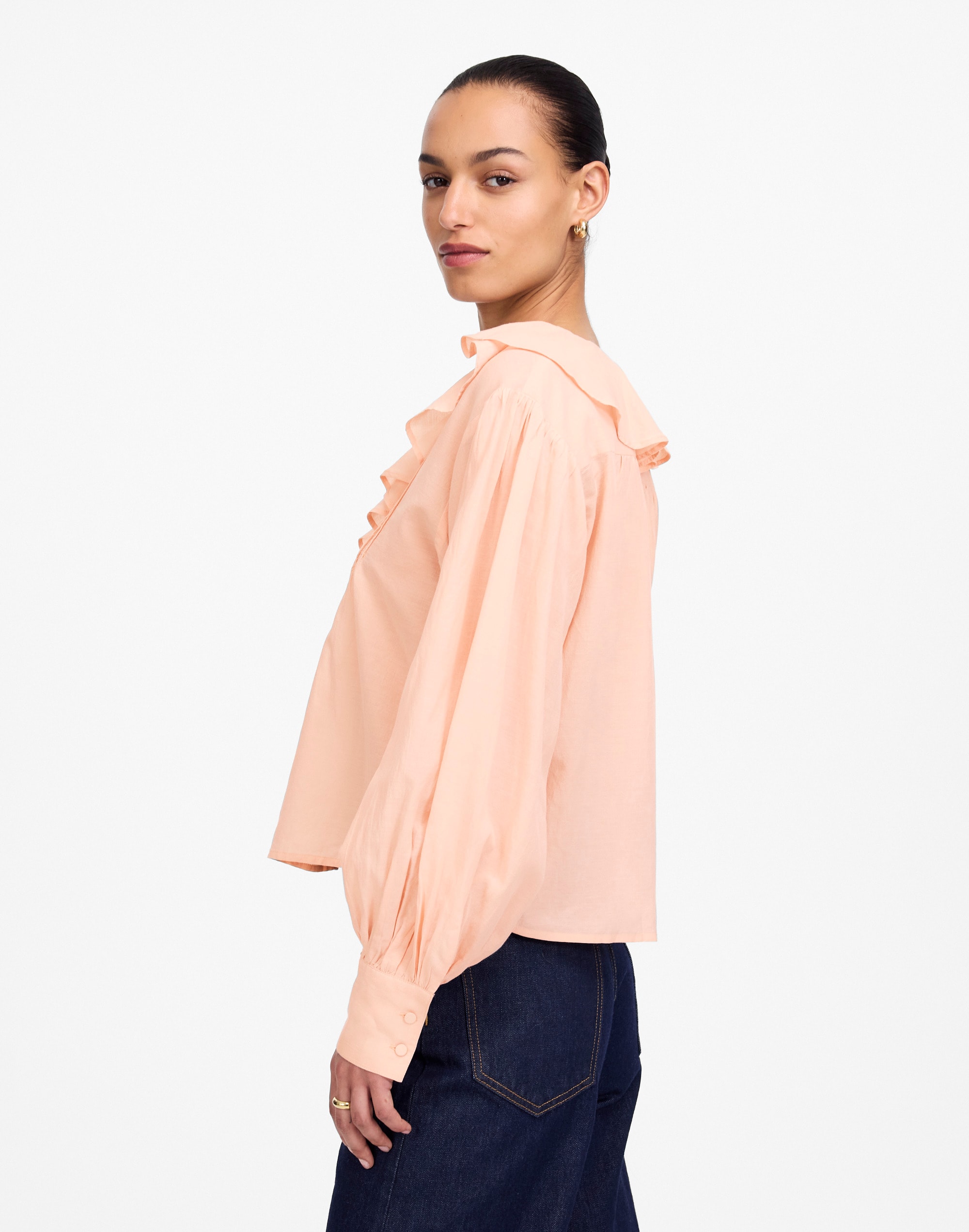 Ruffled Pintucked Long-Sleeve Top Alternate Image 3