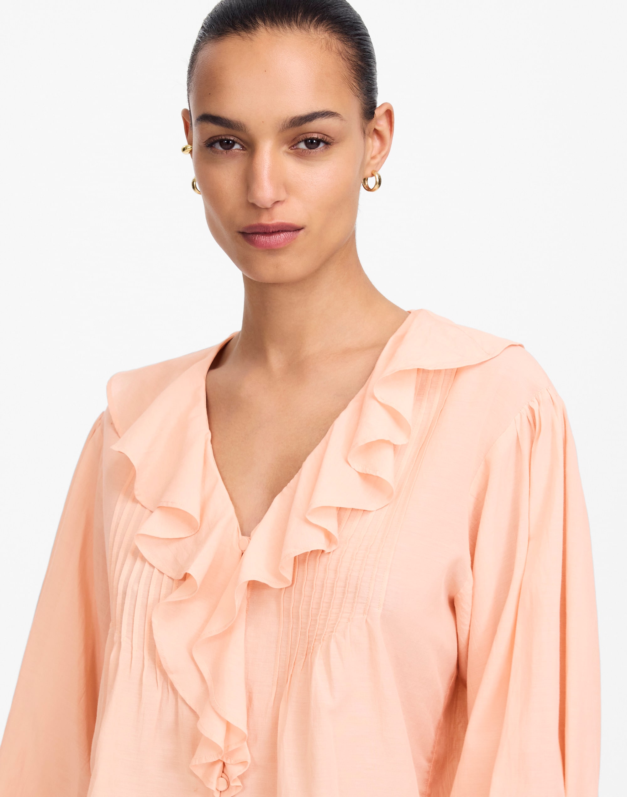 Ruffled Pintucked Long-Sleeve Top Alternate Image 5