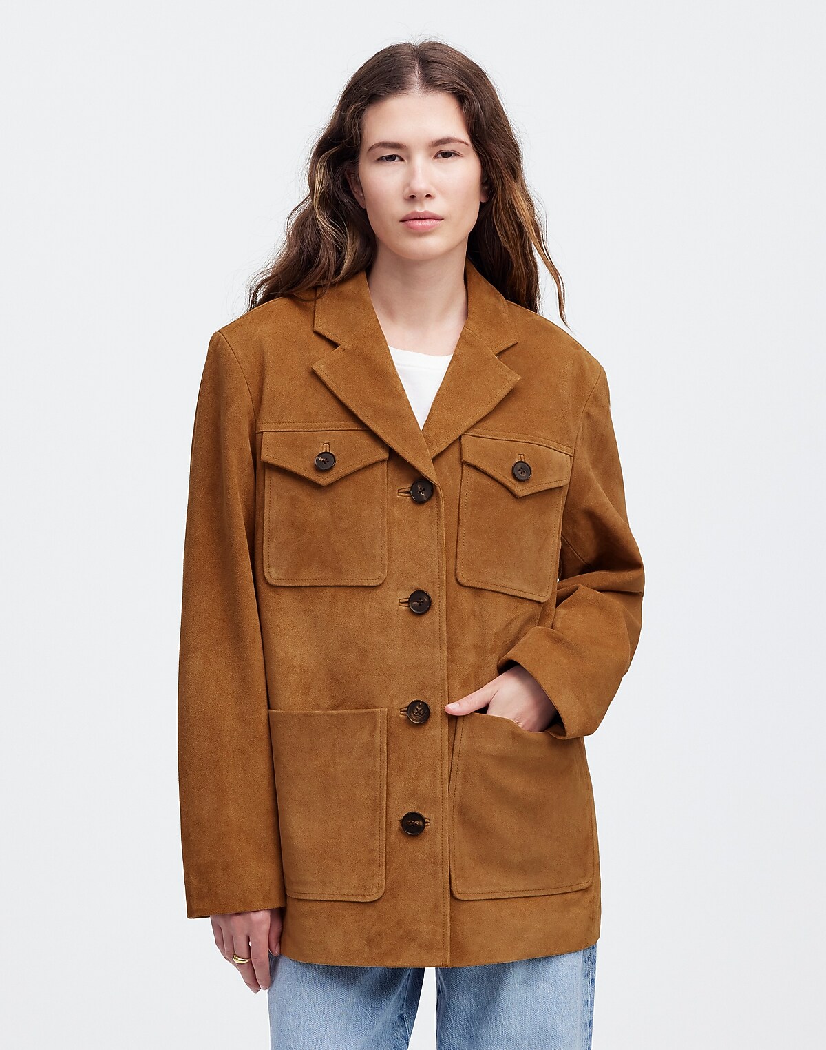 Long Chore Blazer in Suede