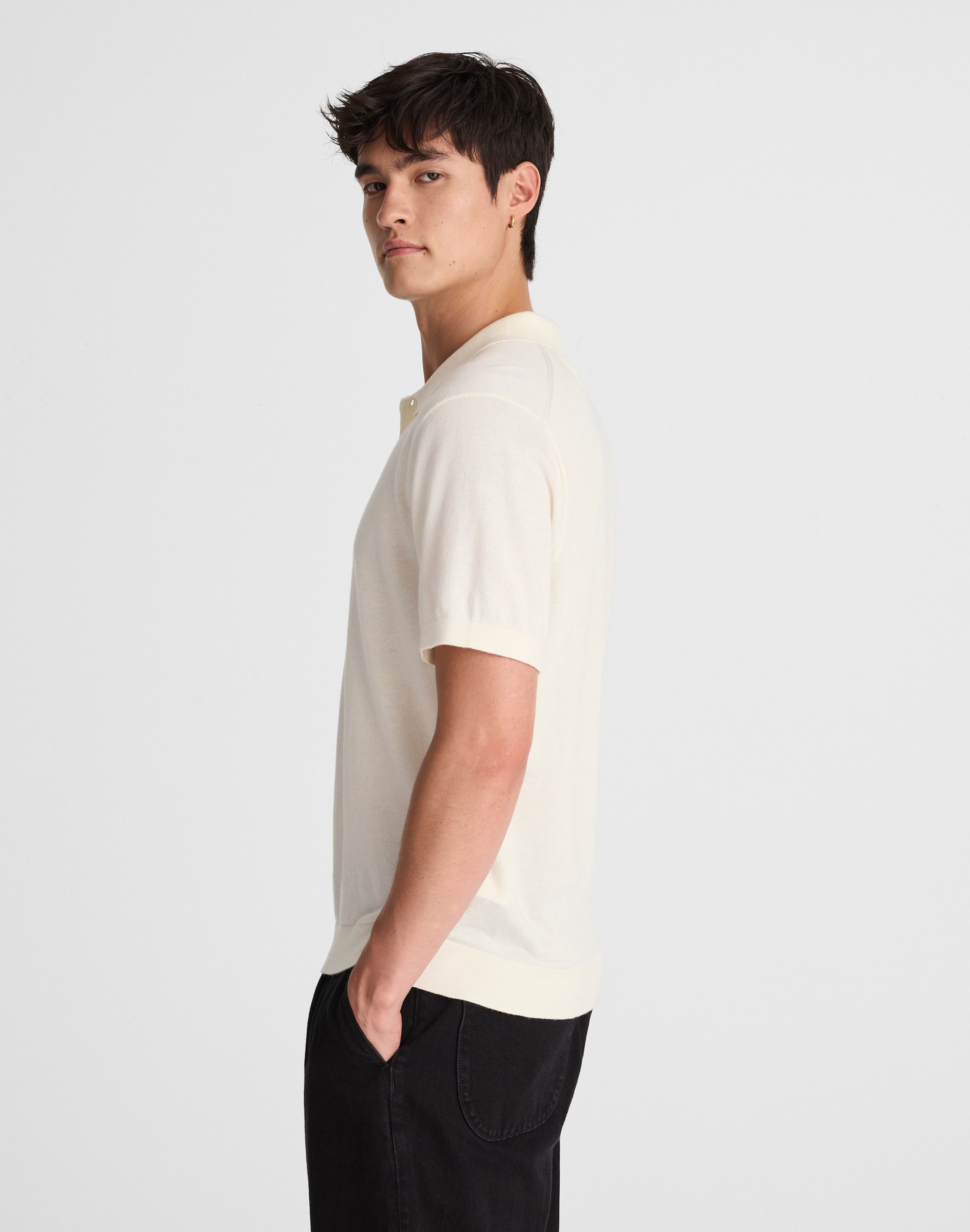 Three-Button Sweater Polo Shirt