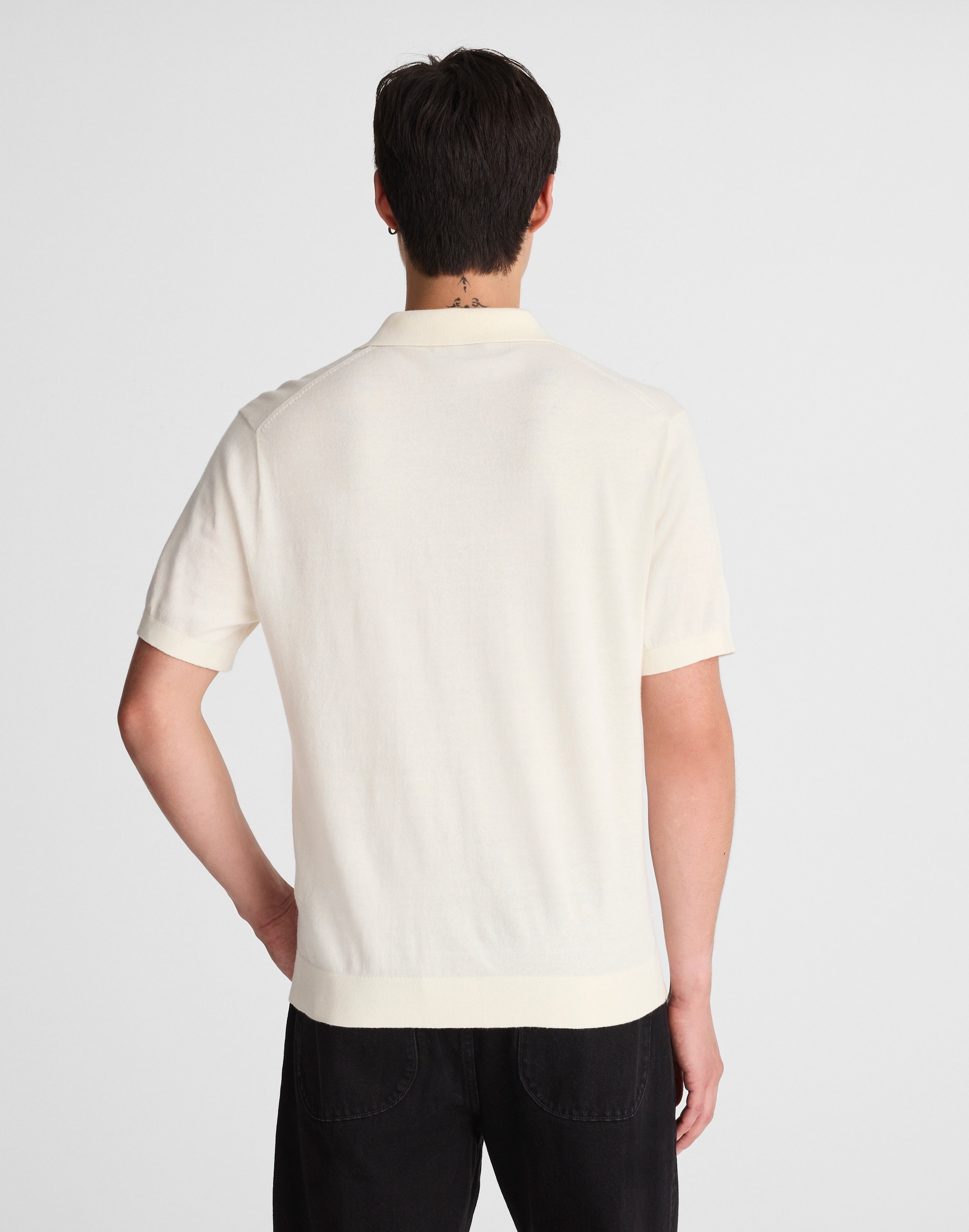 Three-Button Sweater Polo Shirt