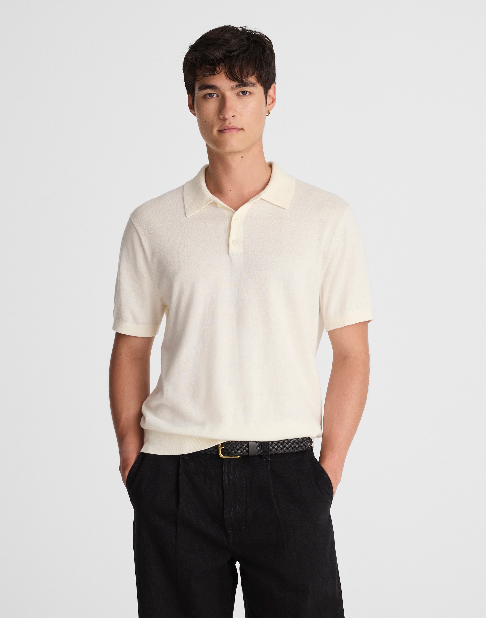 Three-Button Sweater Polo Shirt