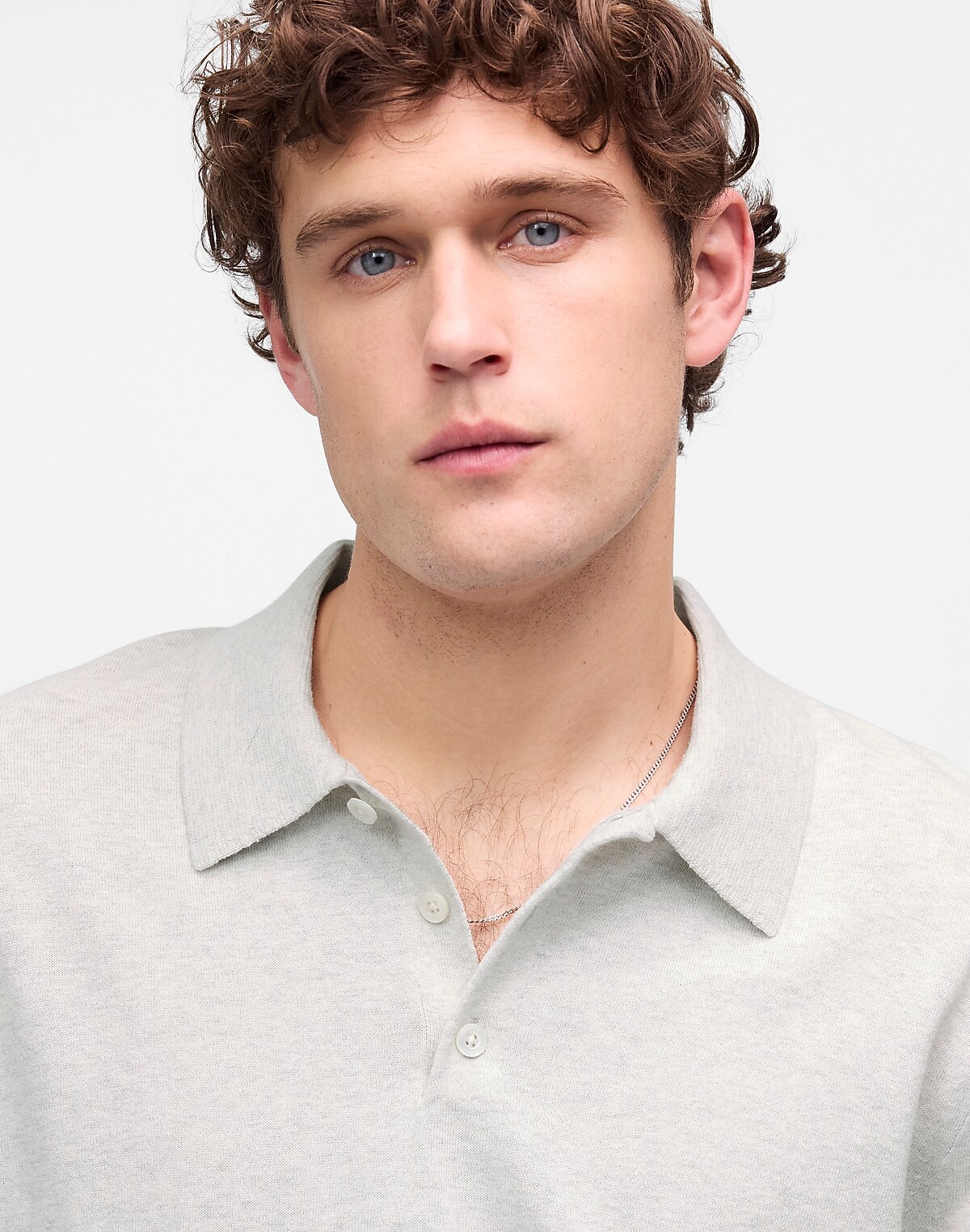 Three-Button Sweater Polo Shirt