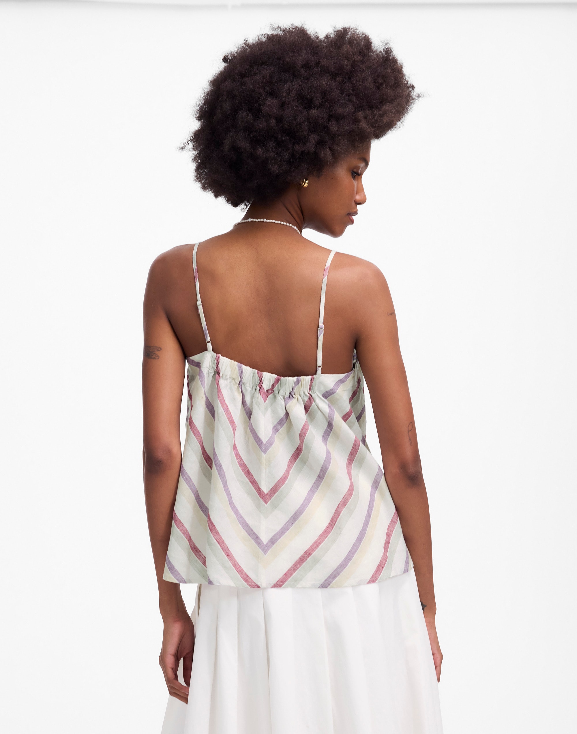 Linen V-Neck Tank in Stripe