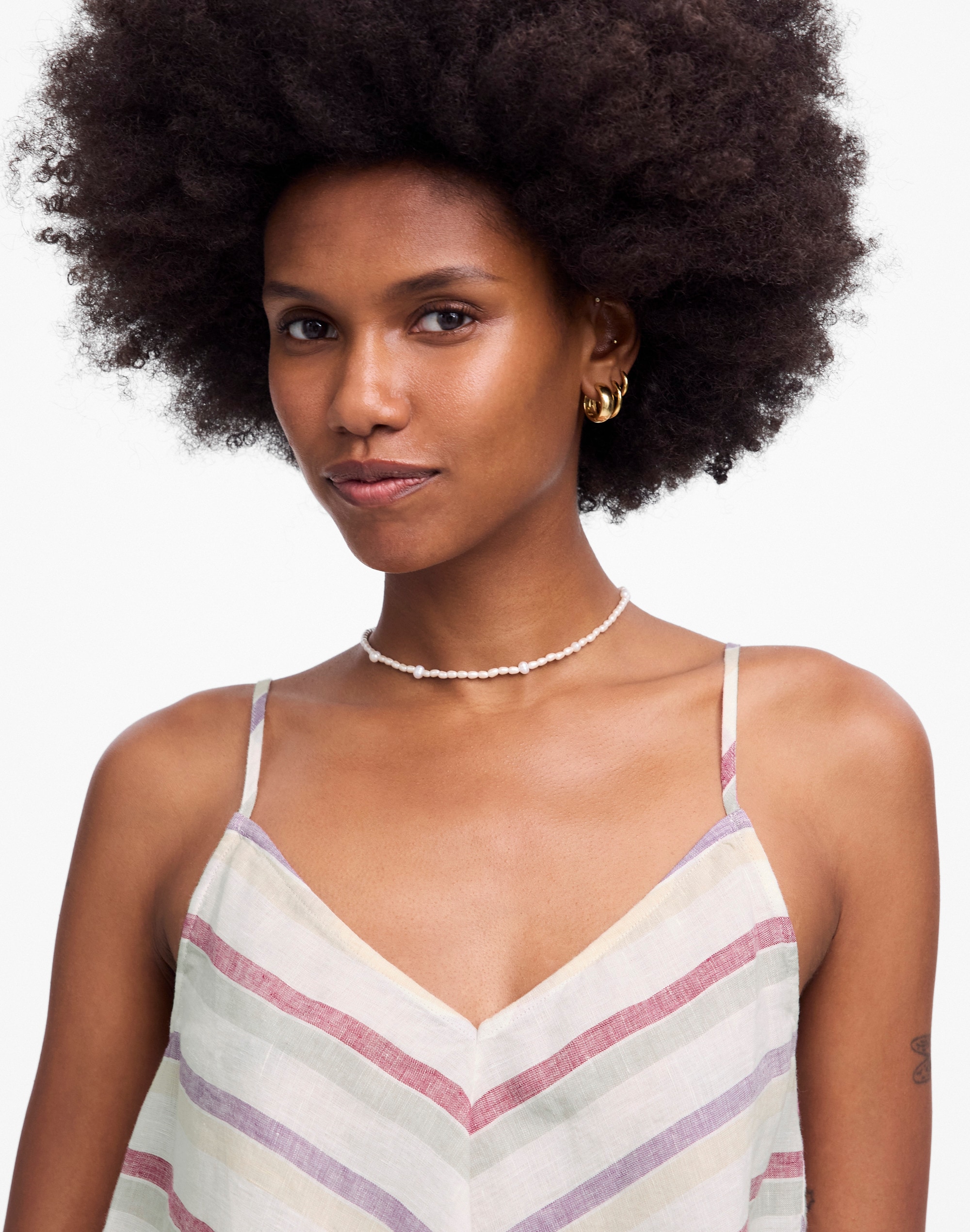 Linen V-Neck Tank in Stripe