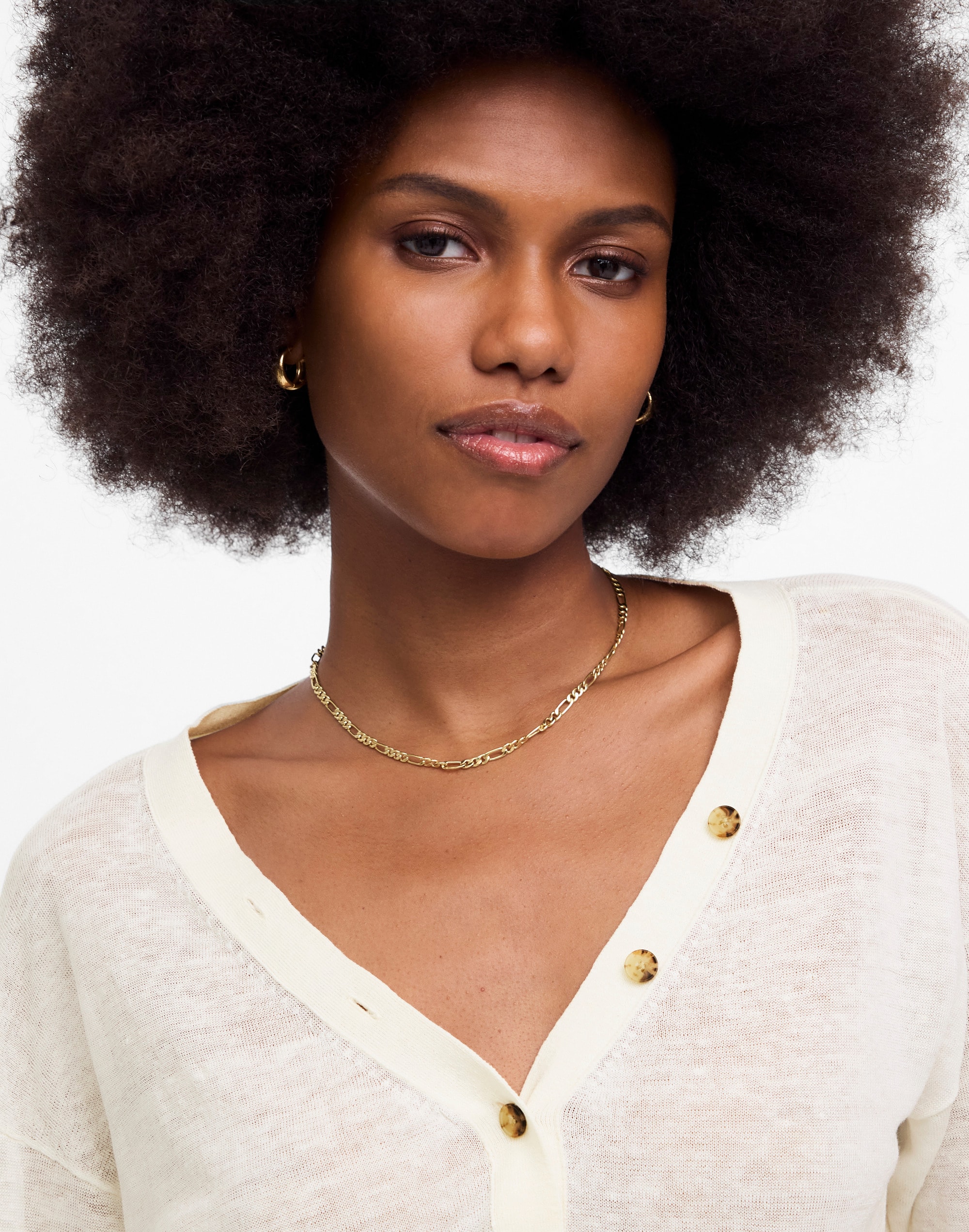 Linen-Blend V-Neck Cardigan