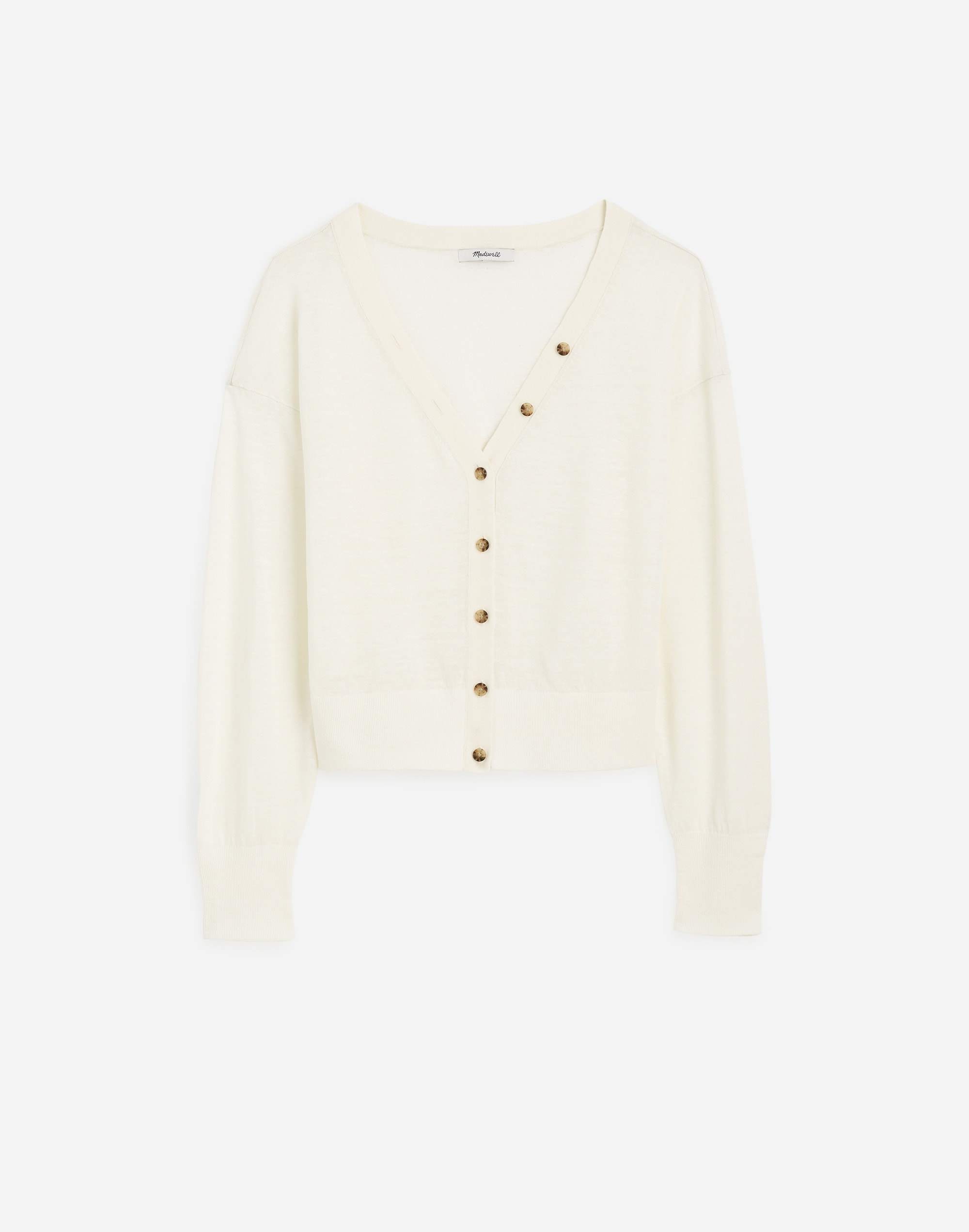 Linen-Blend V-Neck Cardigan