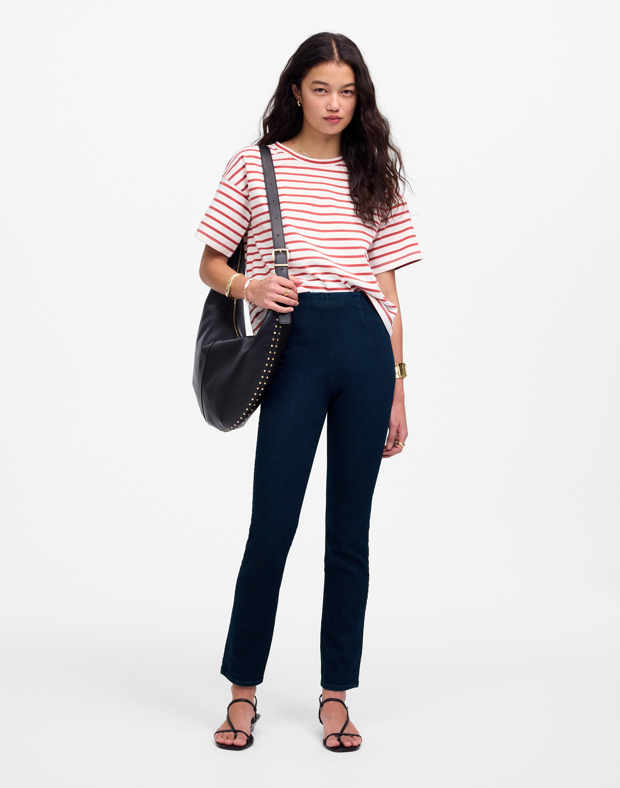 denim slim crop pants in rinse wash