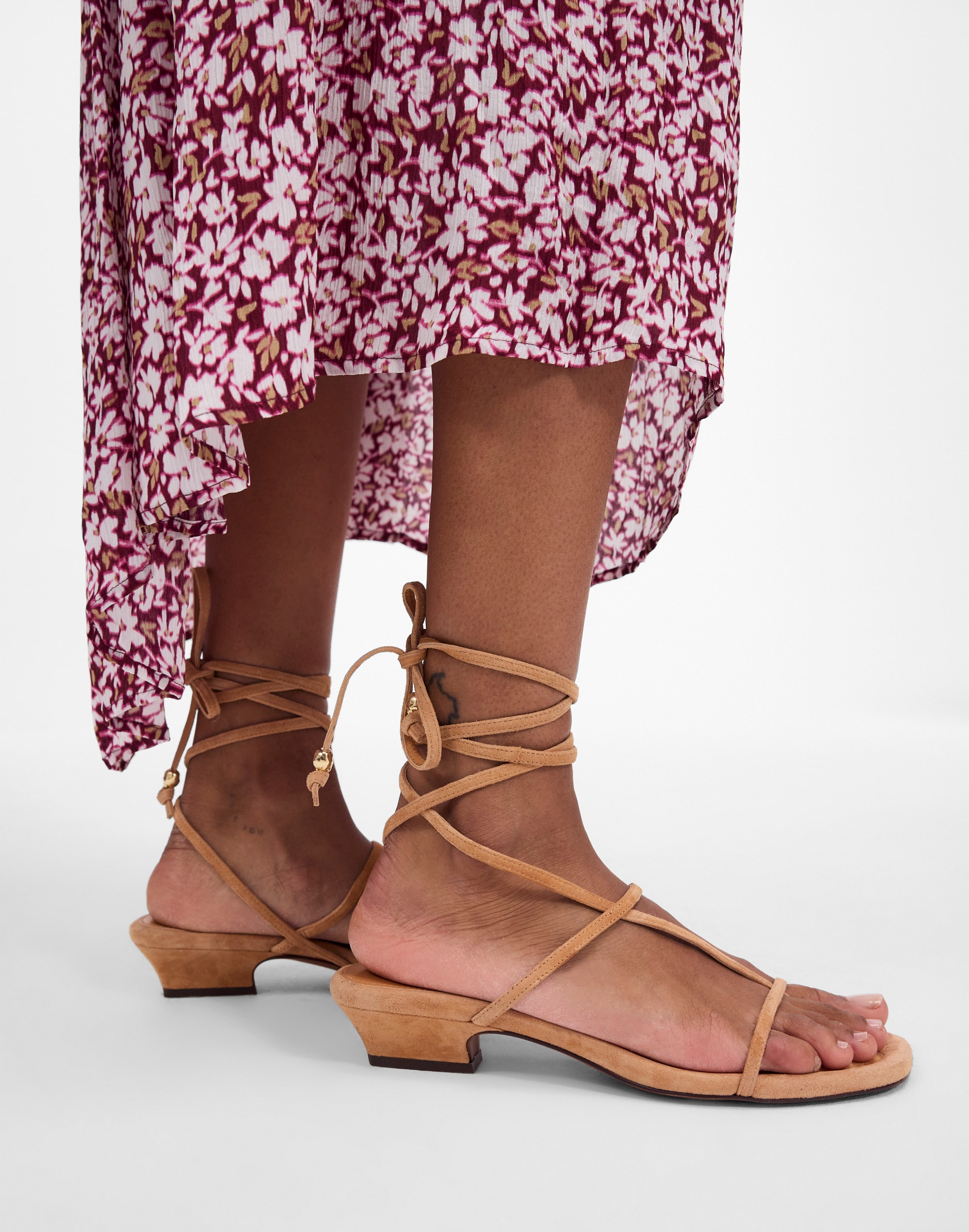 The Maycie Lace-Up T-Strap Sandal in Suede Alternate Image 4