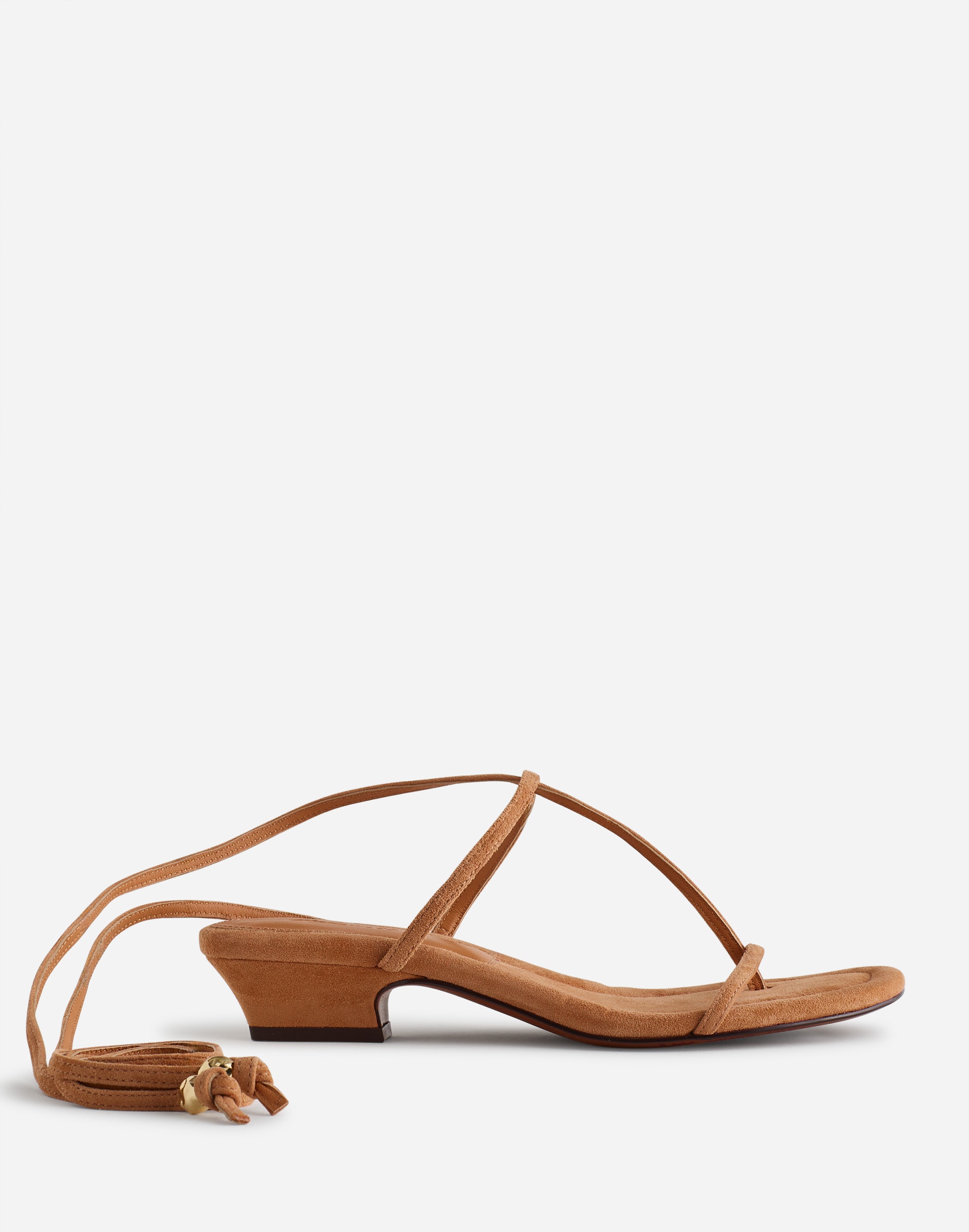 The Maycie Lace-Up T-Strap Sandal in Suede