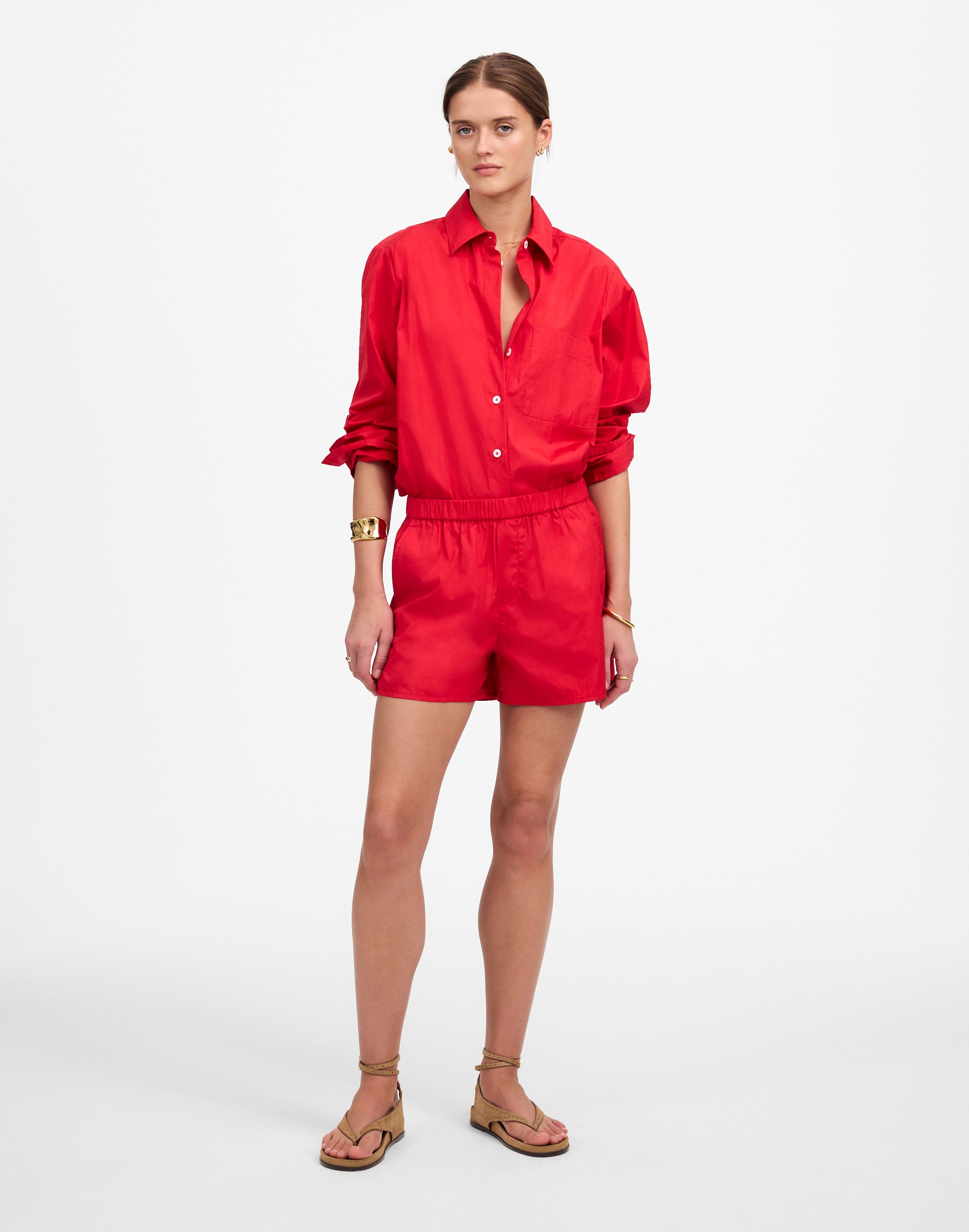 Easy Y-Neck Button-Up Shirt