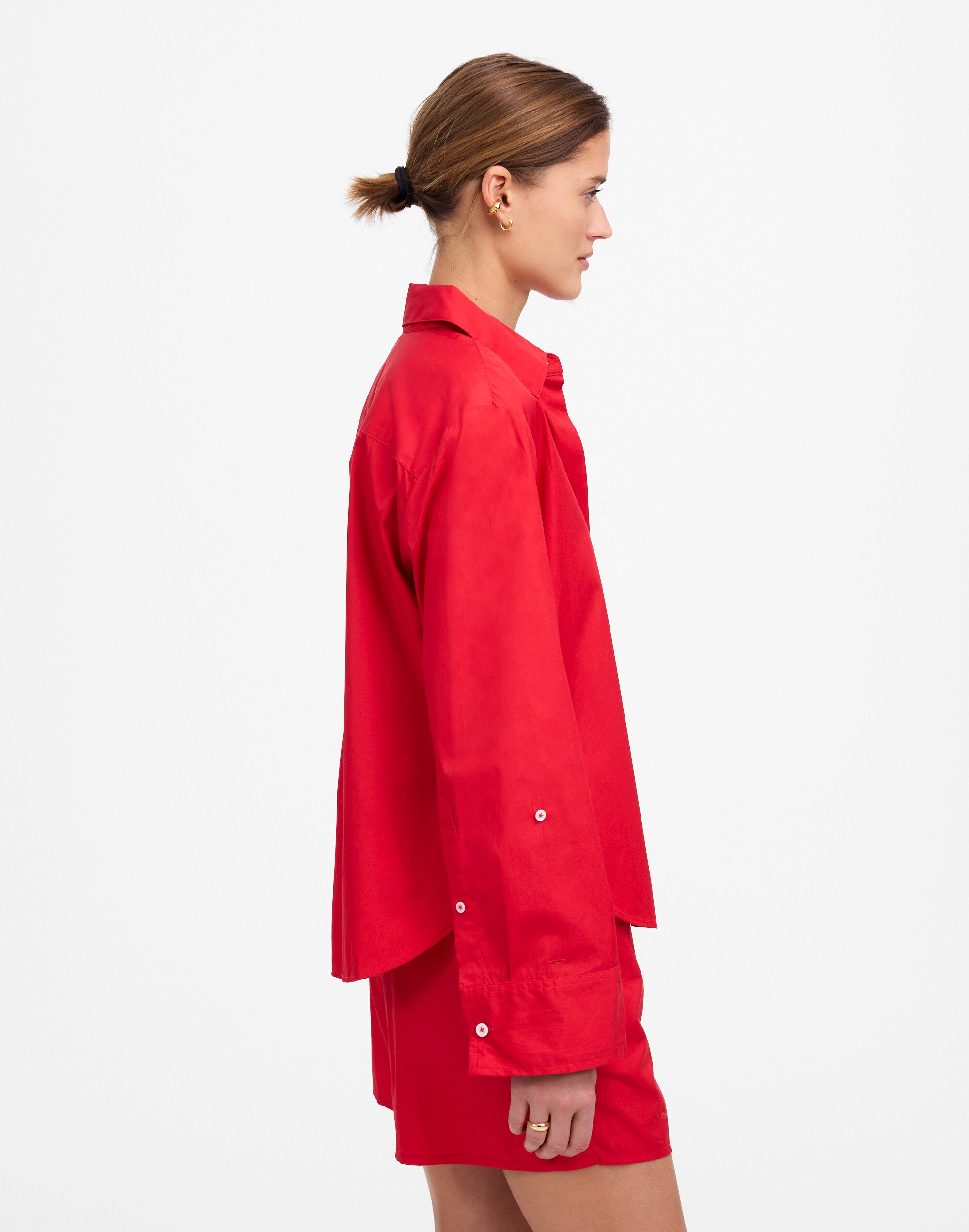 Easy Y-Neck Button-Up Shirt